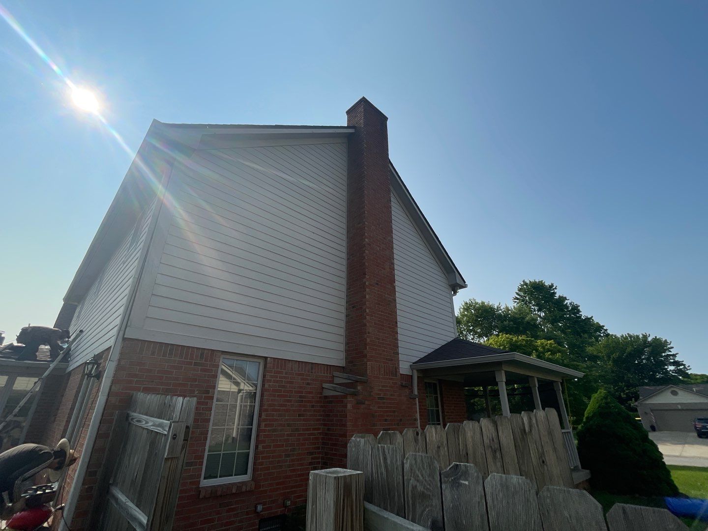 Tornado damage in Whiteland. Roof replacement, James Hardie siding, exterior paint, gutters, windows, doors by 317 Roofing & Restorations