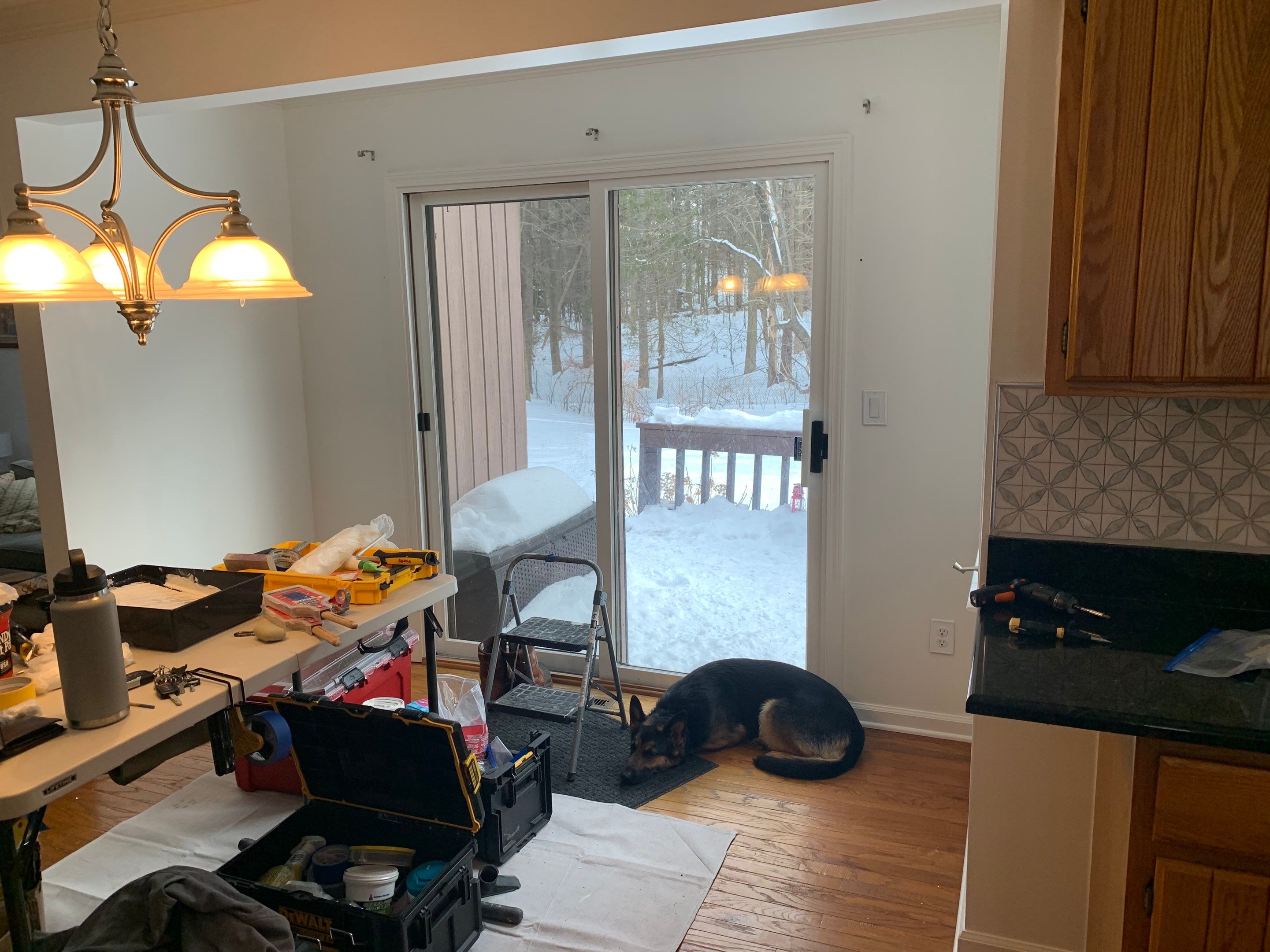 Painting Stained Wood Trim and Staircase. Walls too! by Empire Painting Services, LLC