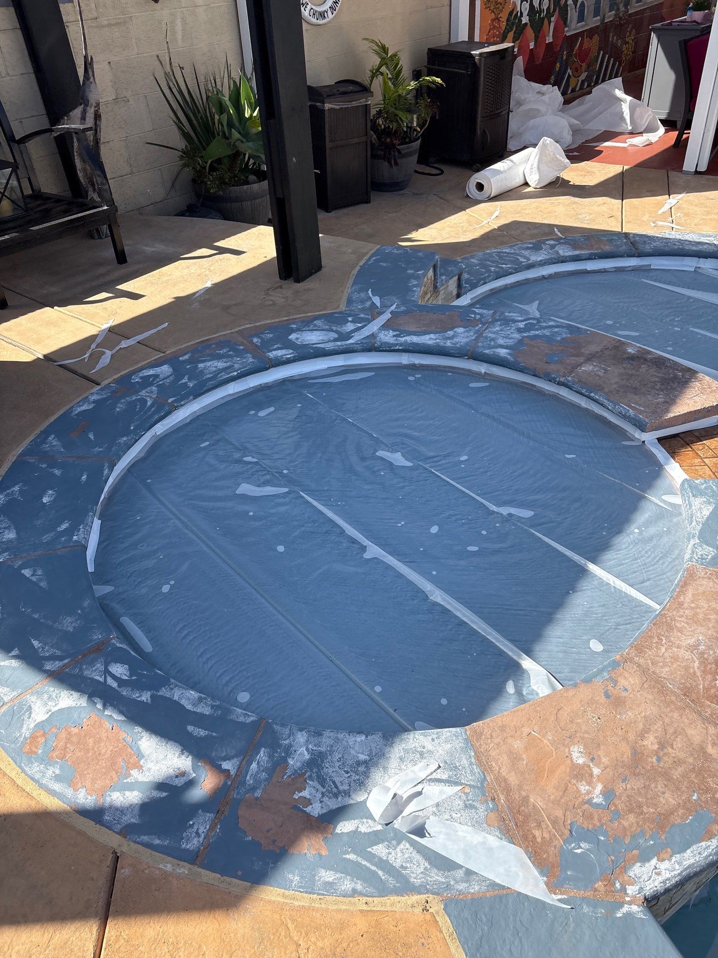 Sandblast & Staining Pool Deck by La Power Washing Inc