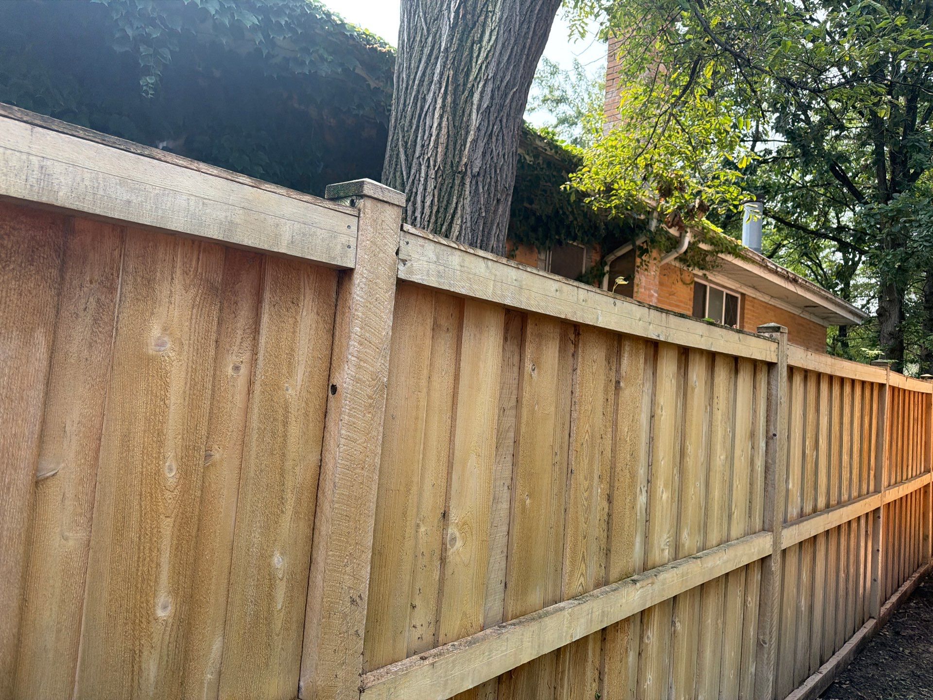 Wood fence cleaning and sealing by Northern Power Washing LLC.