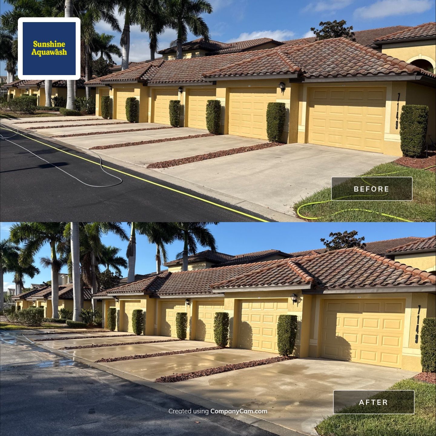 HOA Condo Concrete Driveway & Sidewalk Cleaning – River Strand Community, Bradenton, FL by Sunshine AquaWash