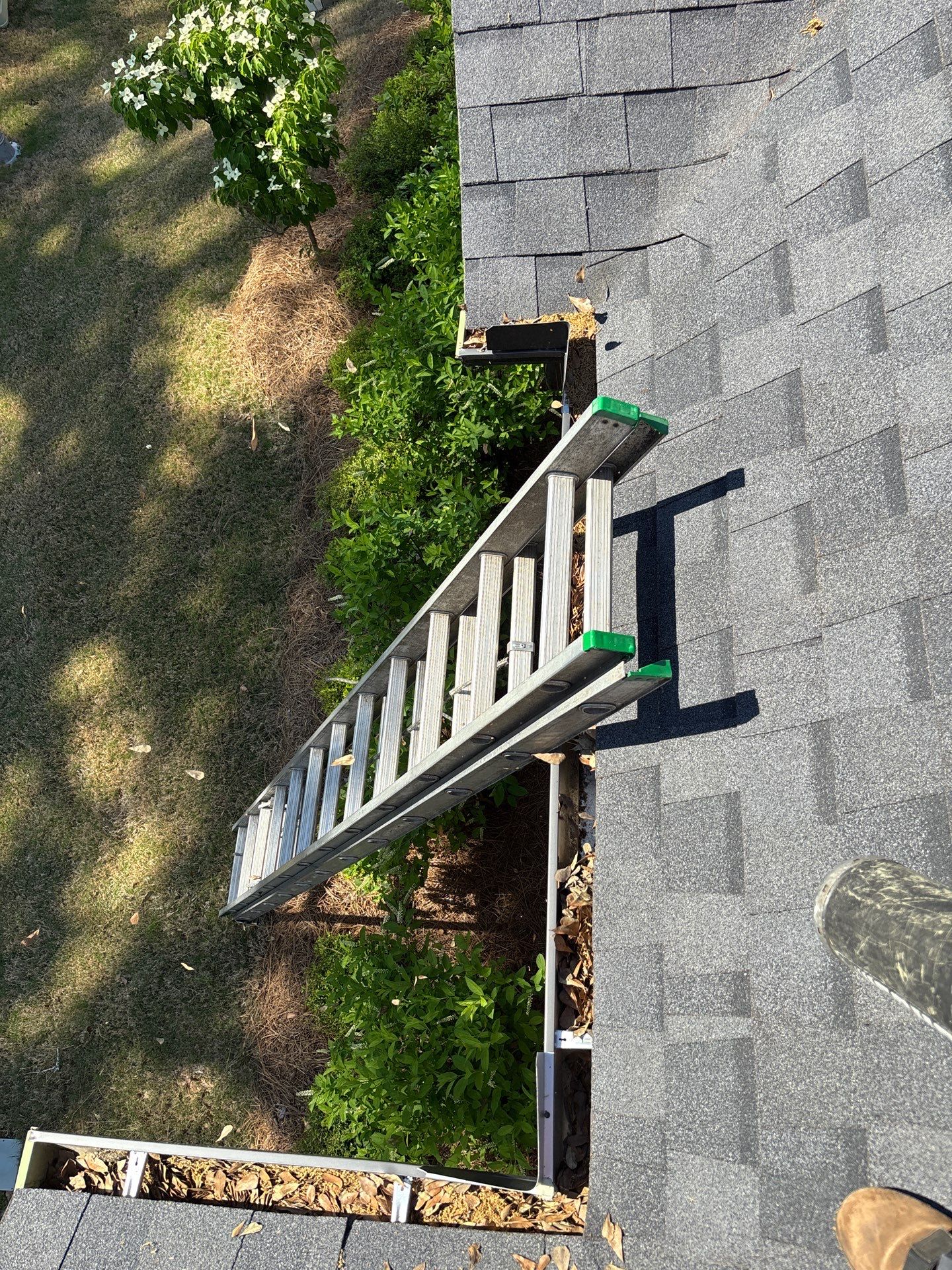Commercial gutter cleaning Duluth & Gwinnett, GA before photo with filled gutters
