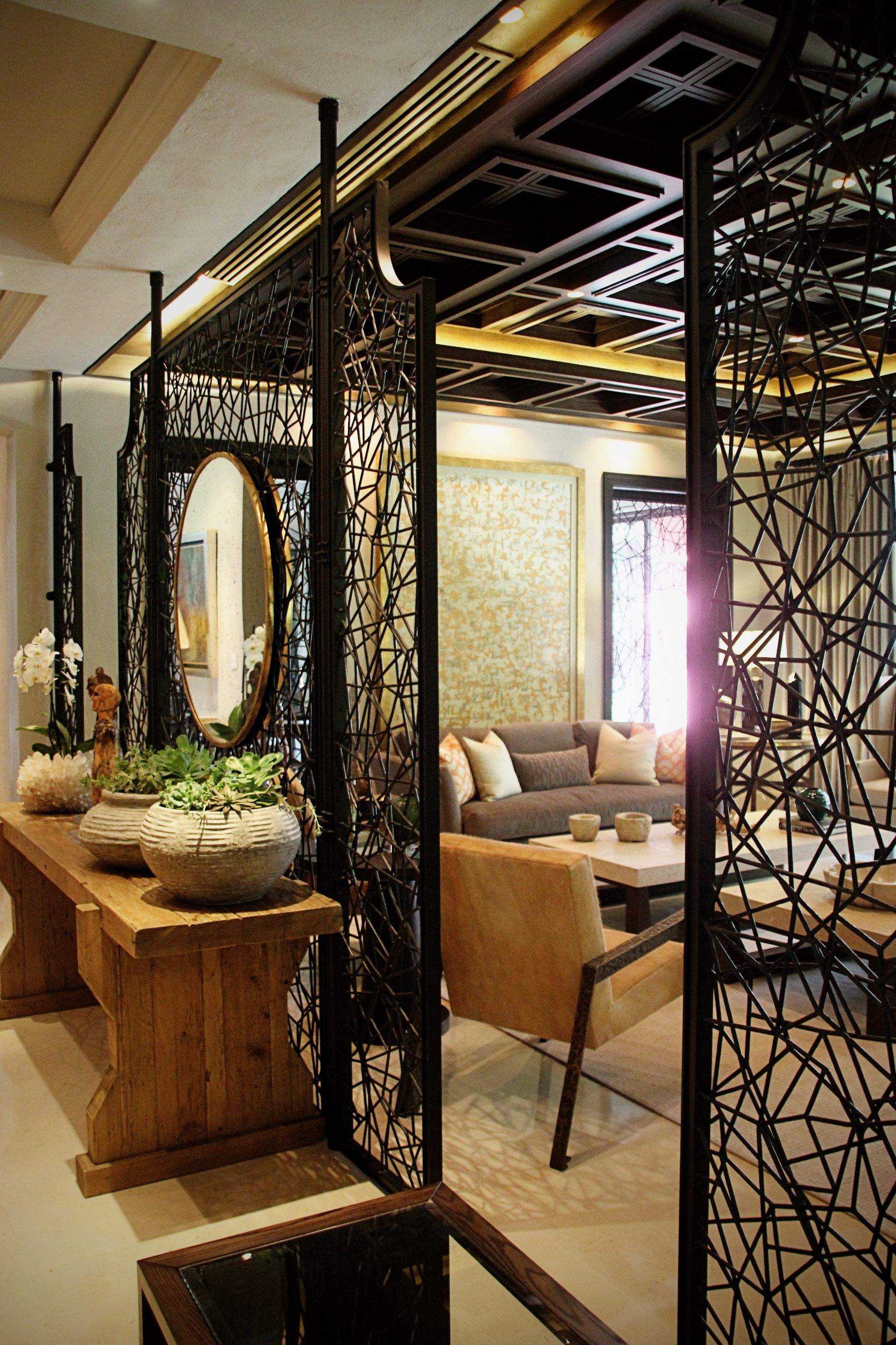 Bespoke Black Metal Geometric Room Dividers and Decorative Screens by Solara Custom Living