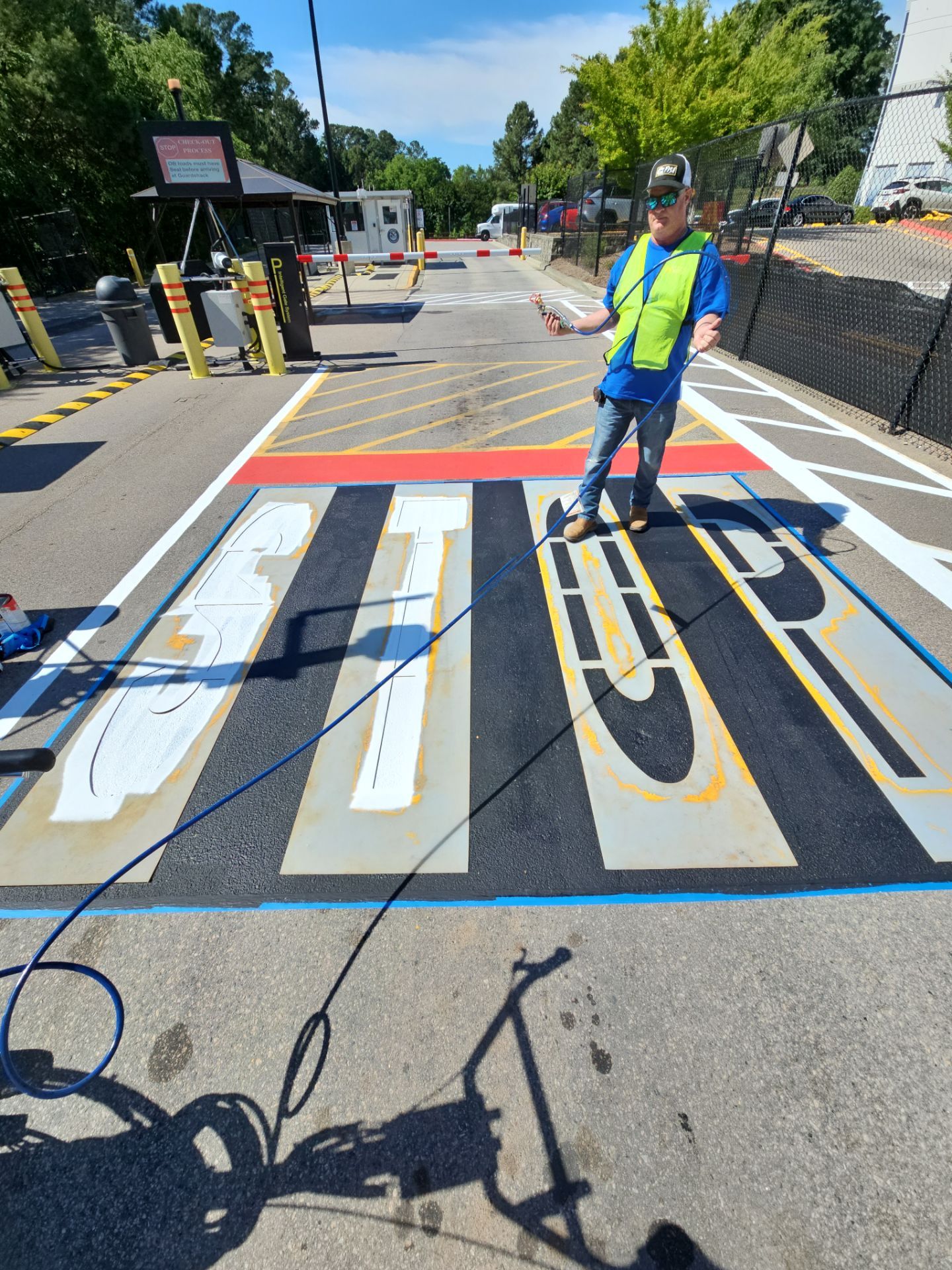 Striping Amazon Parking Lot  by Billy Weatherspoon Contractor