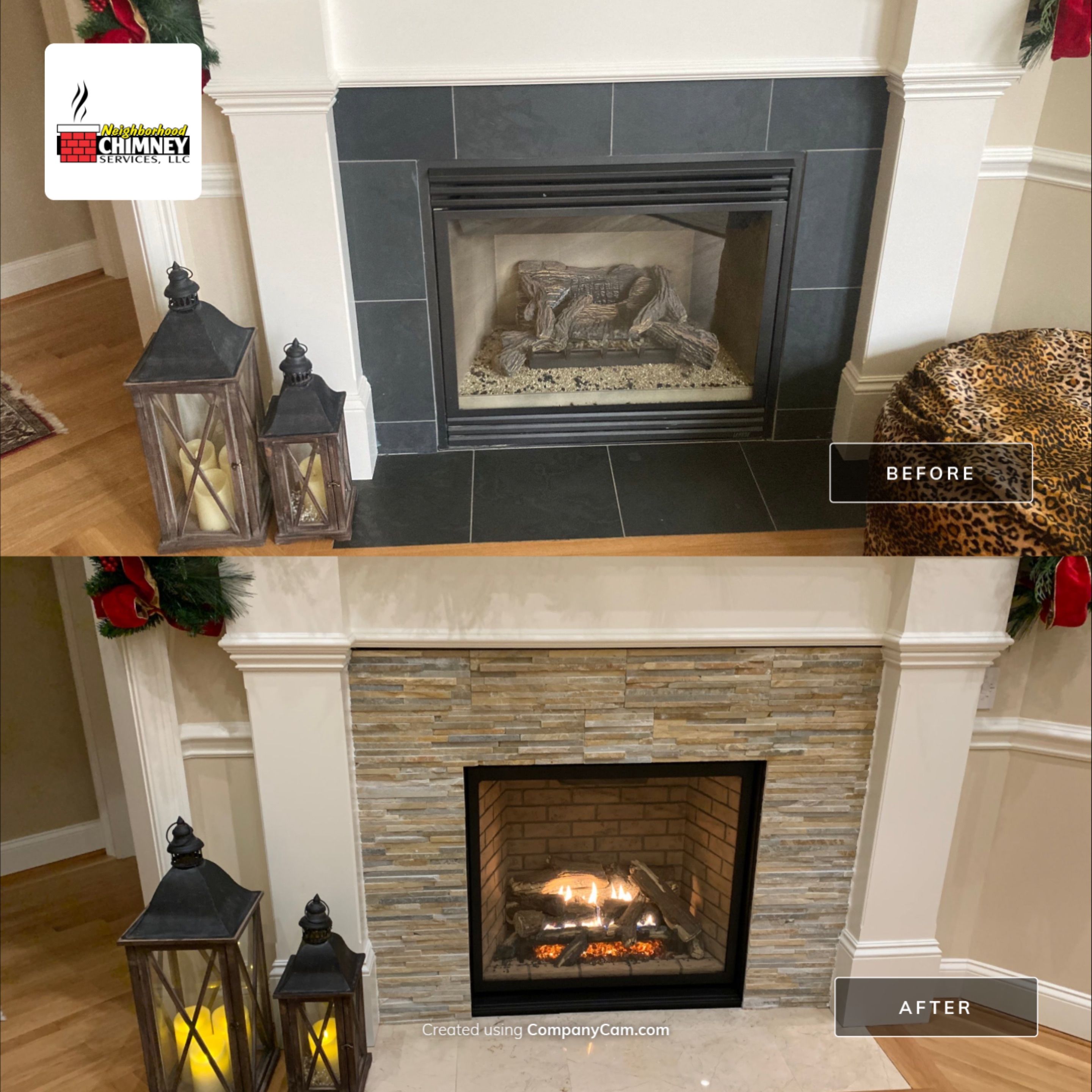 New Gas Fireplace Installation  by Neighborhood Chimney Services 