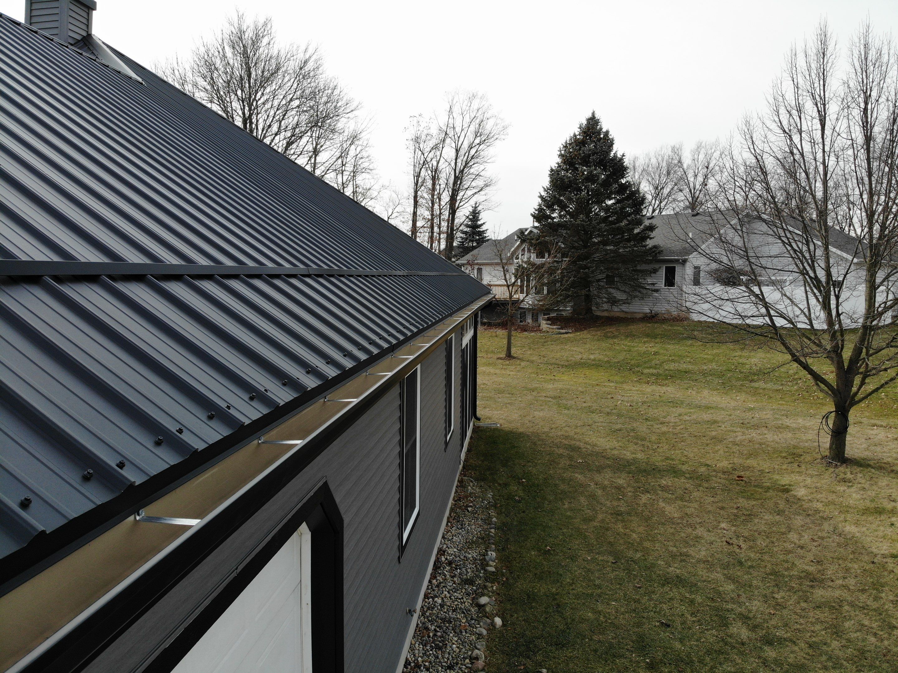 Black Frost Exposed Fastener Metal Roof in Fort Wayne, Indiana by 4Ever Metal Roofing