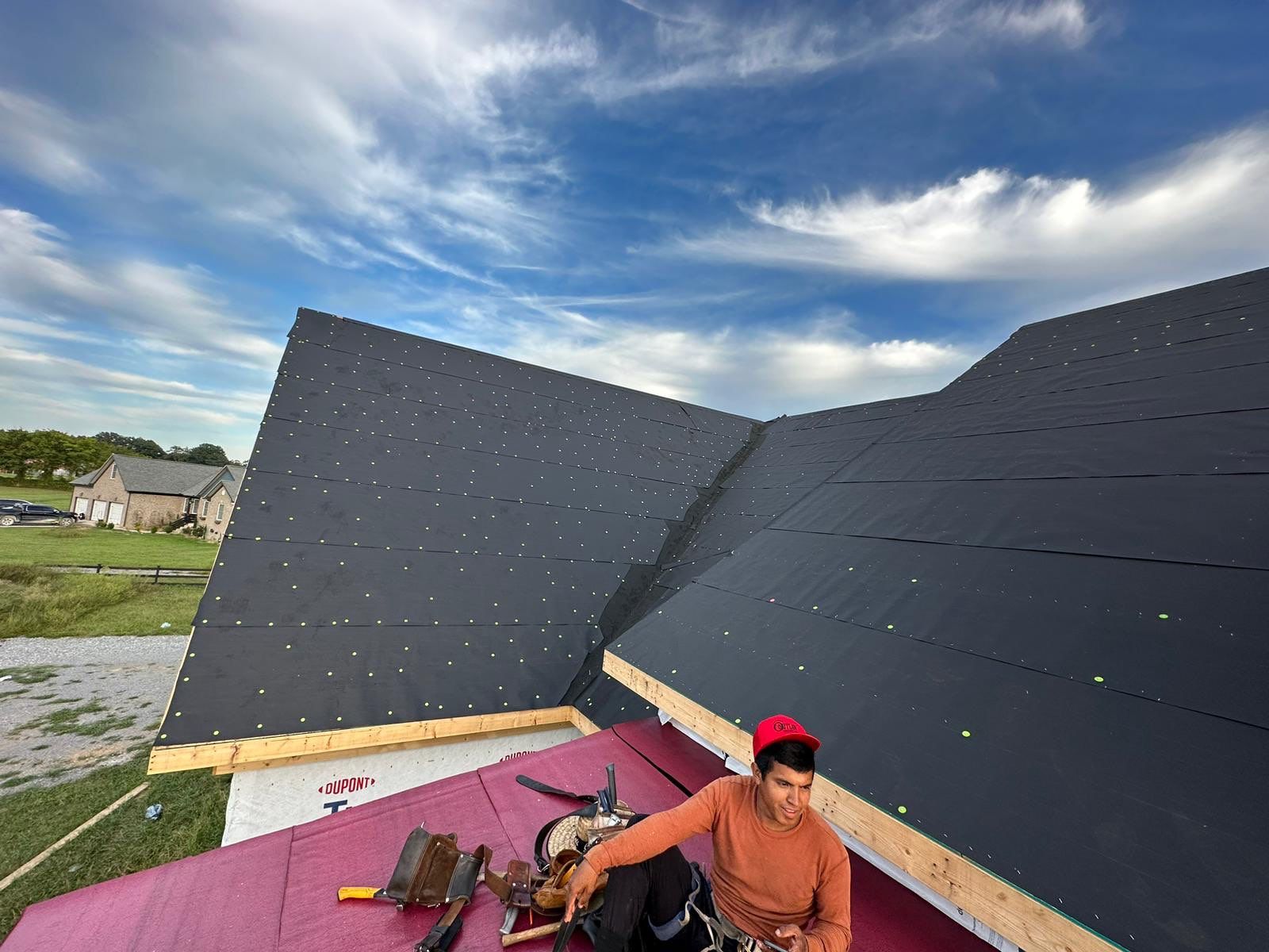 Residential Roofing Installation using Tamko Heritage AR with Standing Seam Metal Porch by Undersun Roofing 