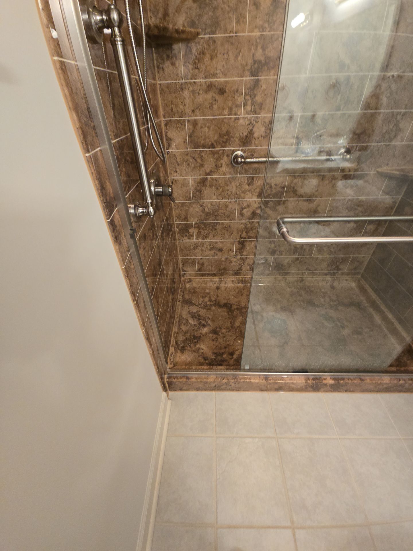 Tub to Shower in Madiera Granite by BathPlanet SW Virginia