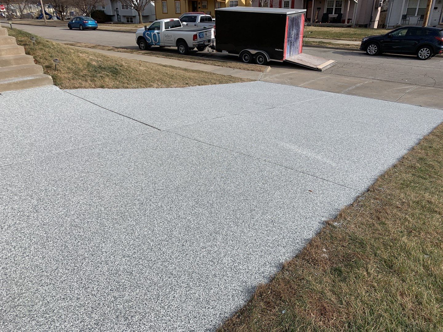 Driveway using Slate Stone by Select Painting, Coatings & Garage Cabinets