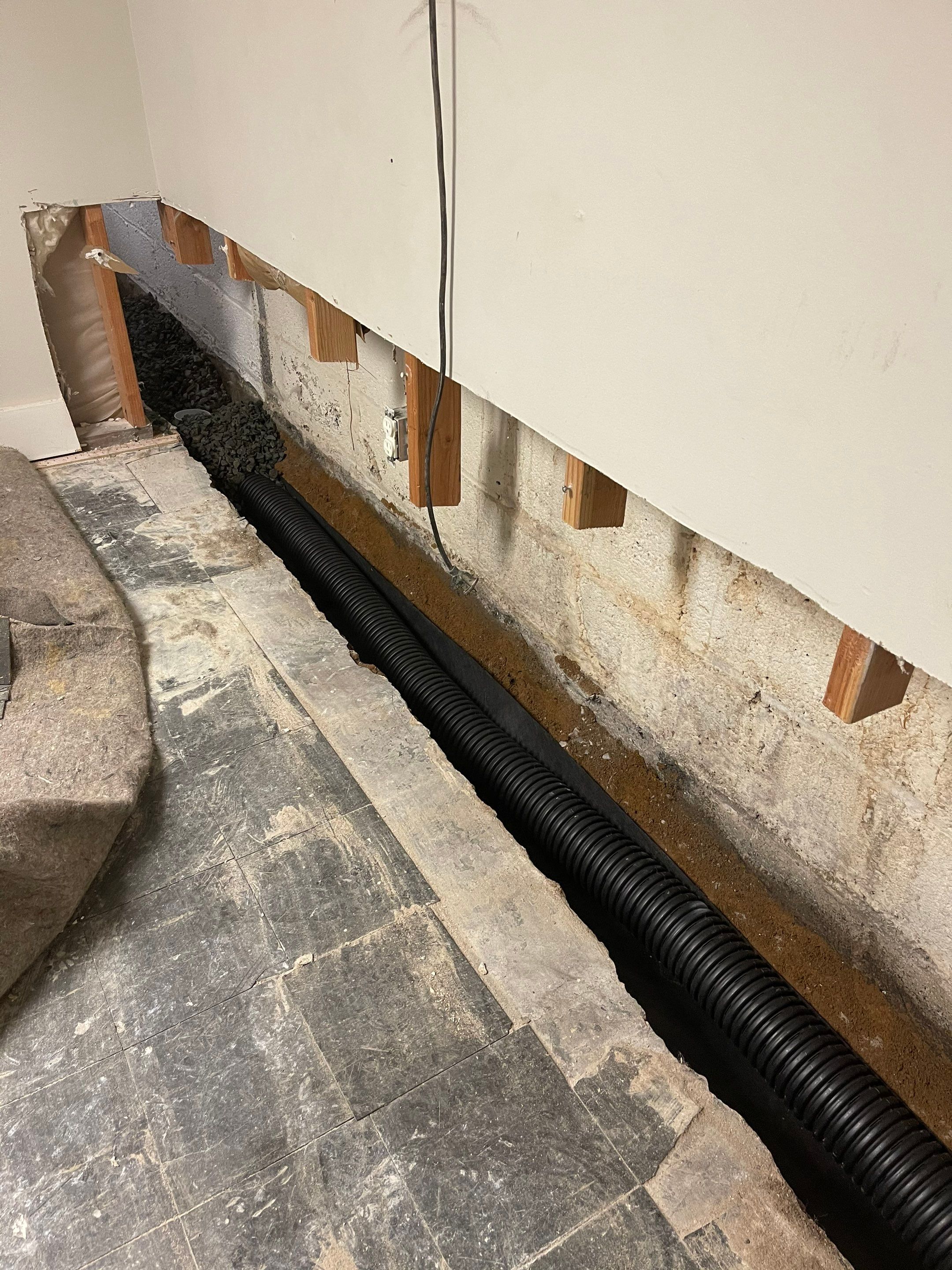 Interior French Drain Job in Westwood, NJ by Pure Service Pro, LLC 
