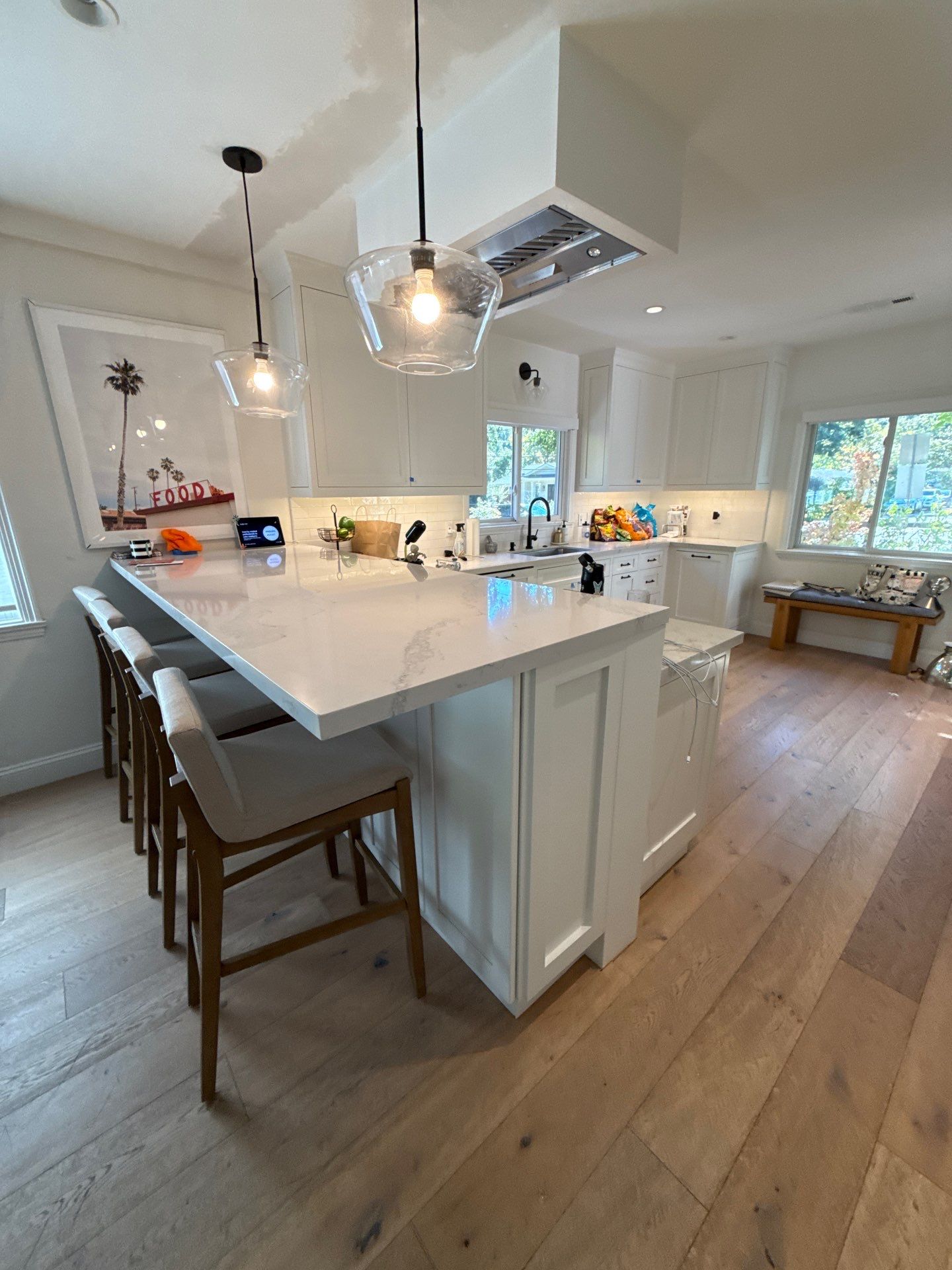 Modern Kitchen and Bathroom Transformation With Herringbone Tile in Lafayette by Hexagon Construction 