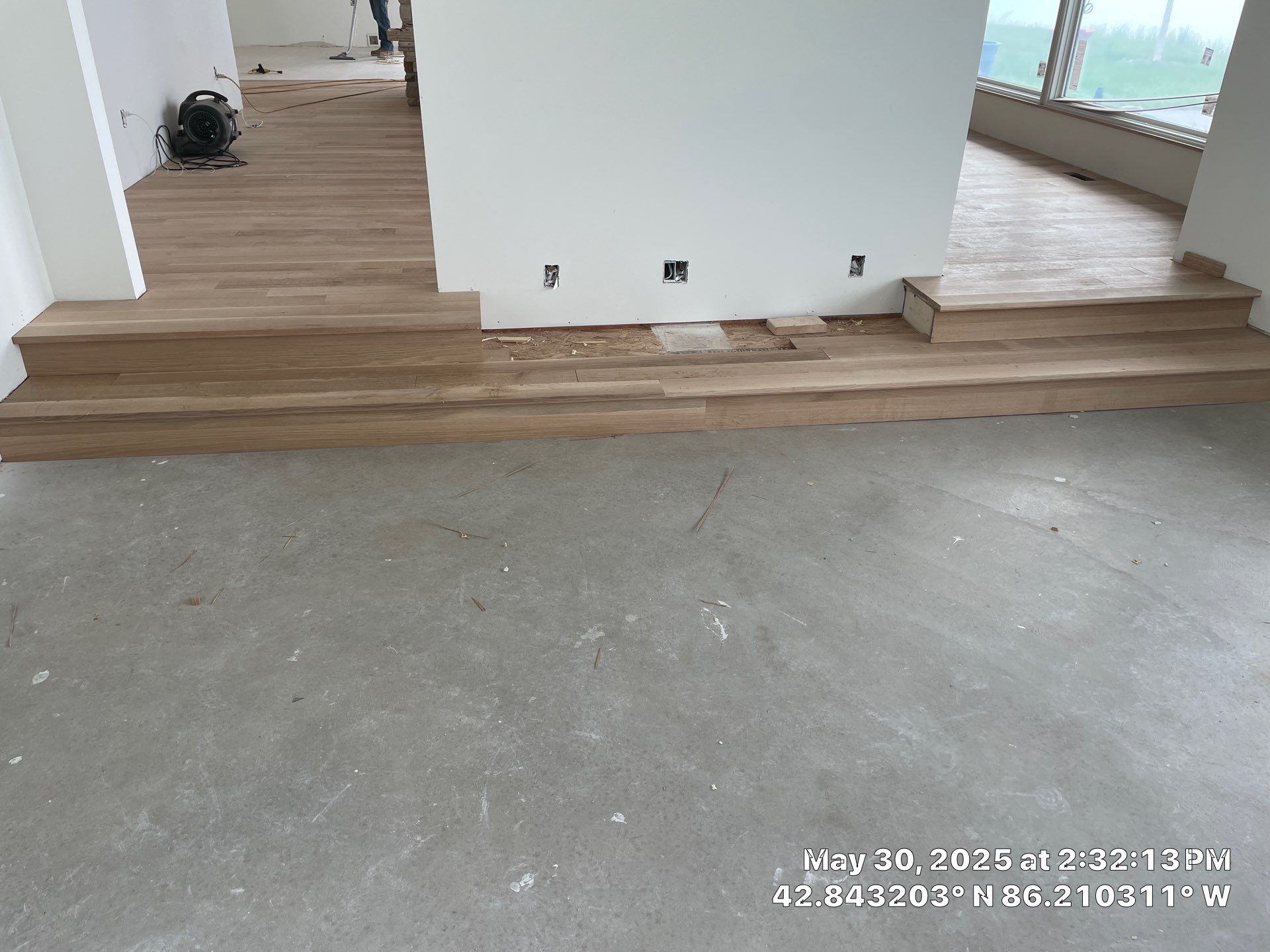 This project has it all!!!! Custom Flooring, Leveling Service, Custom Stair parts and pieces, risers, blue pad cover - all inclusive service from RTB! by RTBaldwin Hardwood Floors