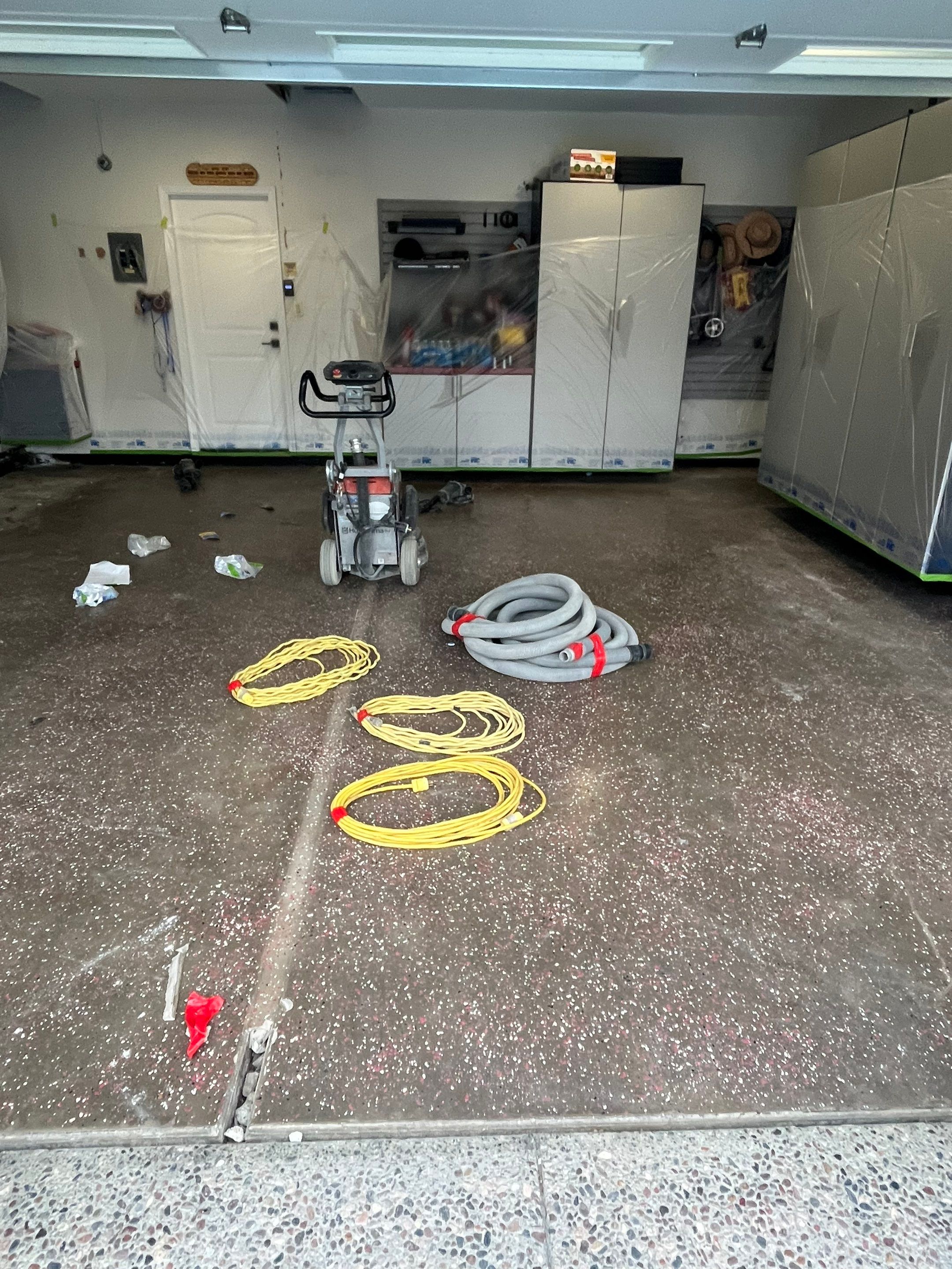 Garage Floor: Vinyl Chip using Midnight by J&C Concrete Restoration, Inc
