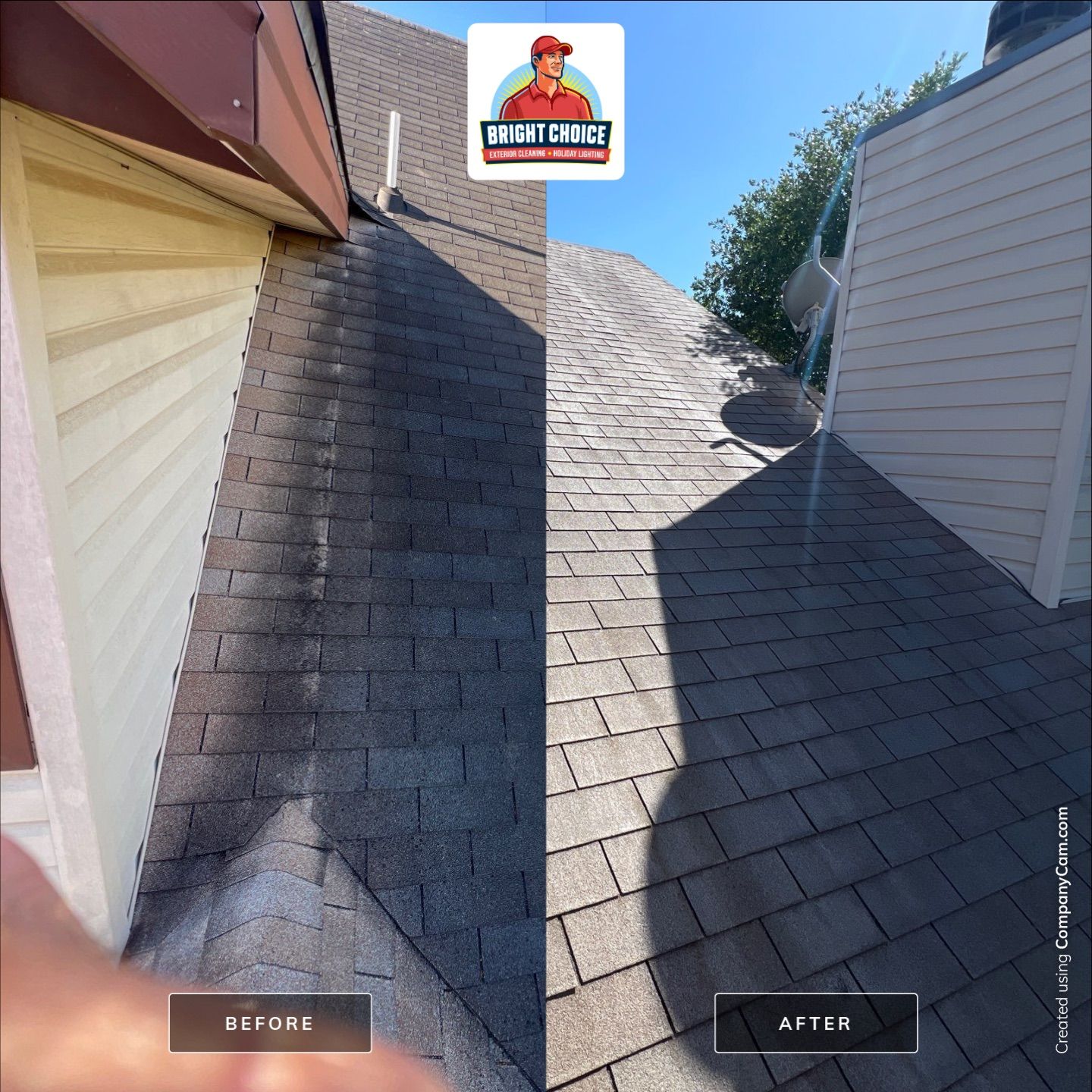 Shingle Roof Washing Project in San Antonio by Bright Choice