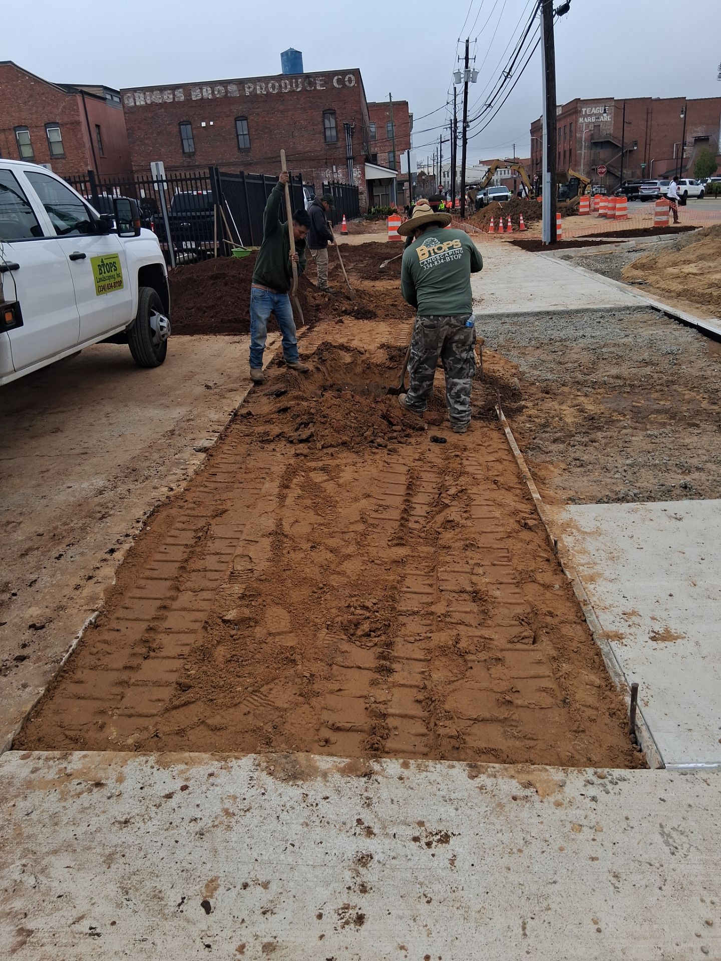 Municipal Sidewalk Construction and Streetscape Landscaping in Downtown Montgomery by BTops Landscaping Inc.