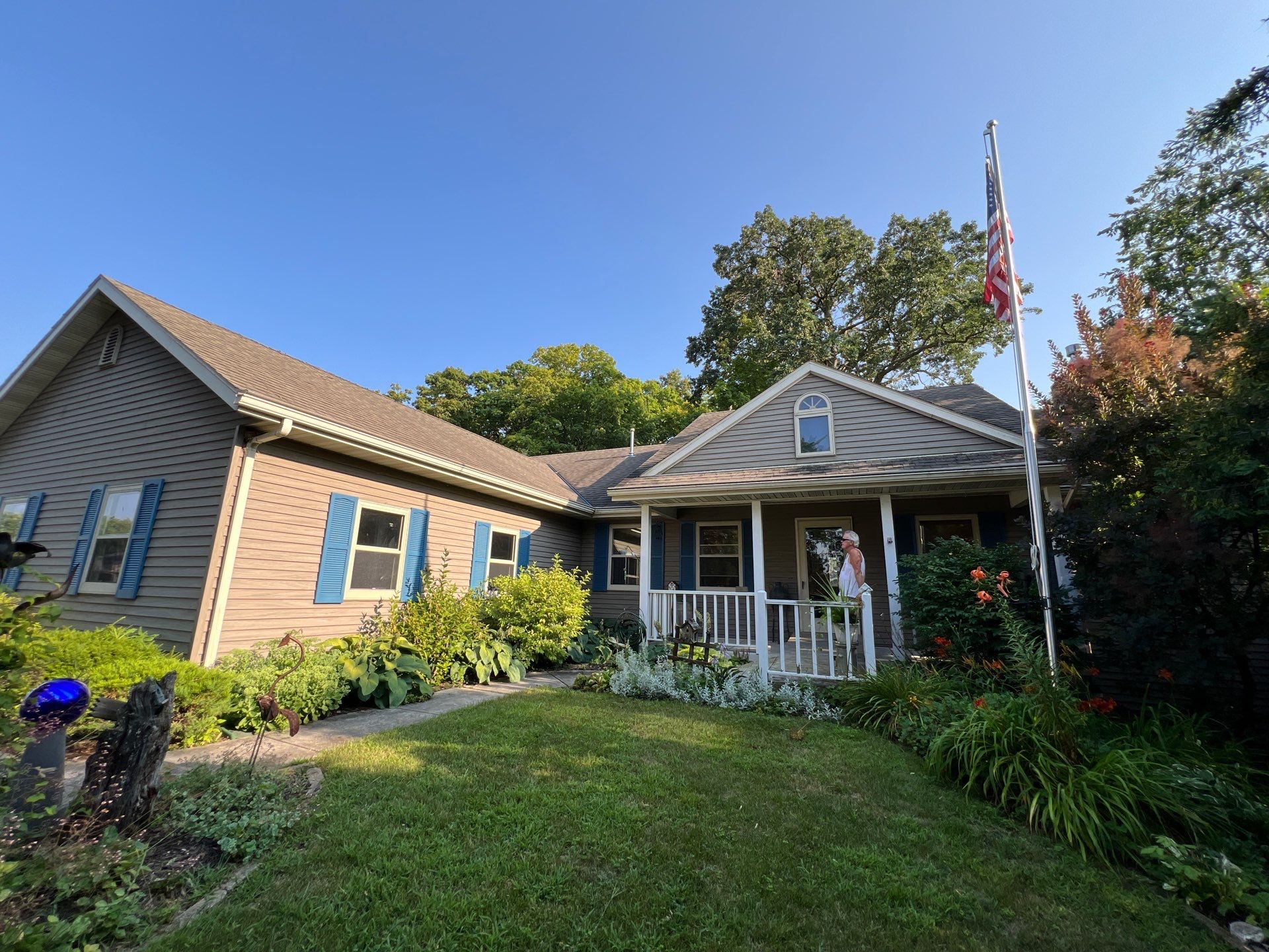 Residential Roof Installation in Sheboygan Falls, WI: GAF Timberline Natural Shadow Shingles & Rain Drop Gutter Protection by Gellings Roofing & Siding
