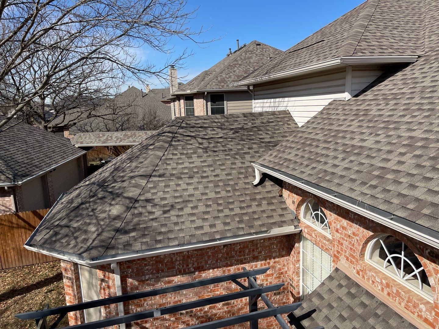 Major storm damage required full roof replacement along with other exterior repairs by First United Roofing & Construction