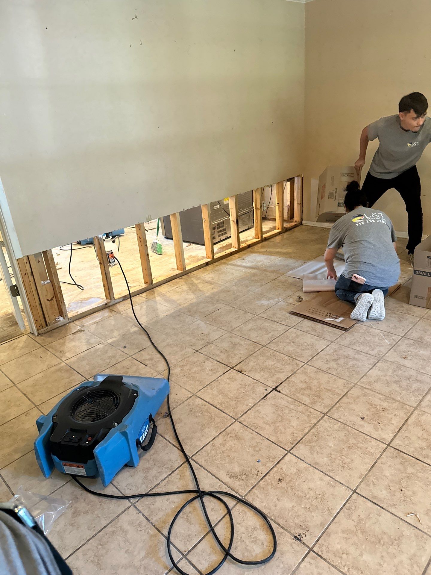 Home Remodel after Huge Water Damage by L&T General Contractors and Restoration INC