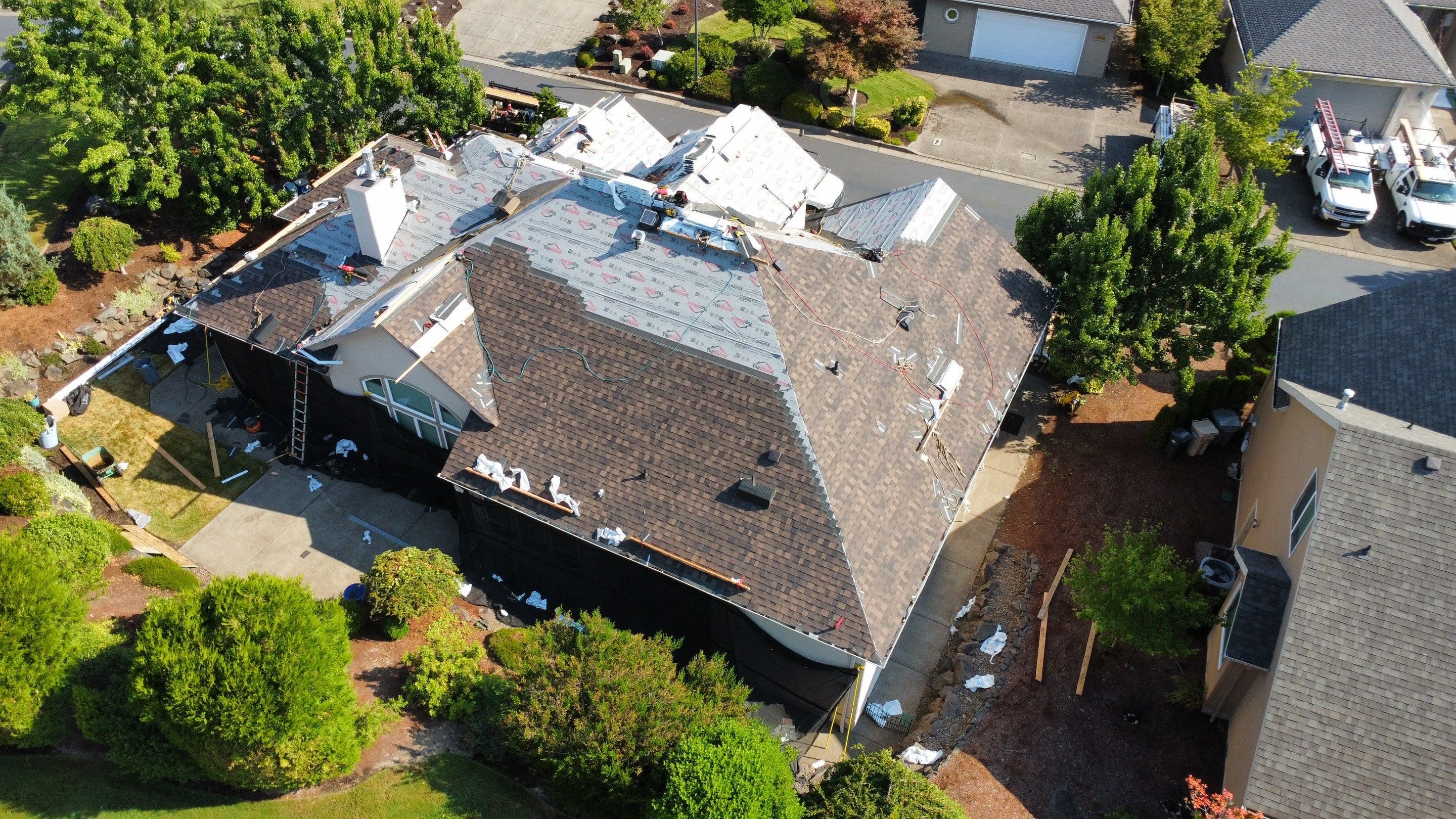 Residential Roofing Installation using IKO Dynasty (Color: Shadow Brown) by Orezona Building & Roofing Company, Inc.