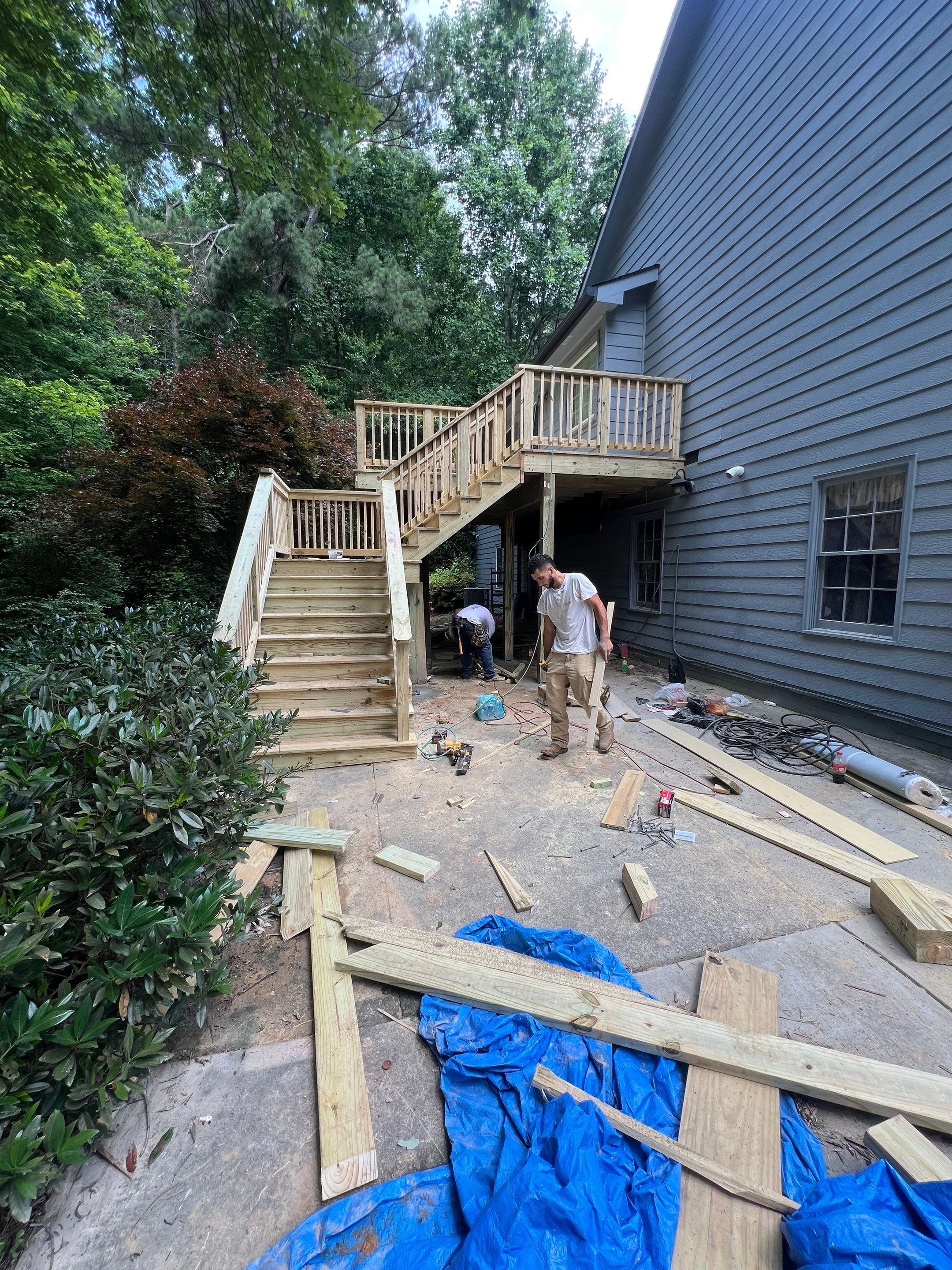 Pressure-Treated Wood Deck Replacement and Staircase Installation in Kennesaw by Swift Home Renovations