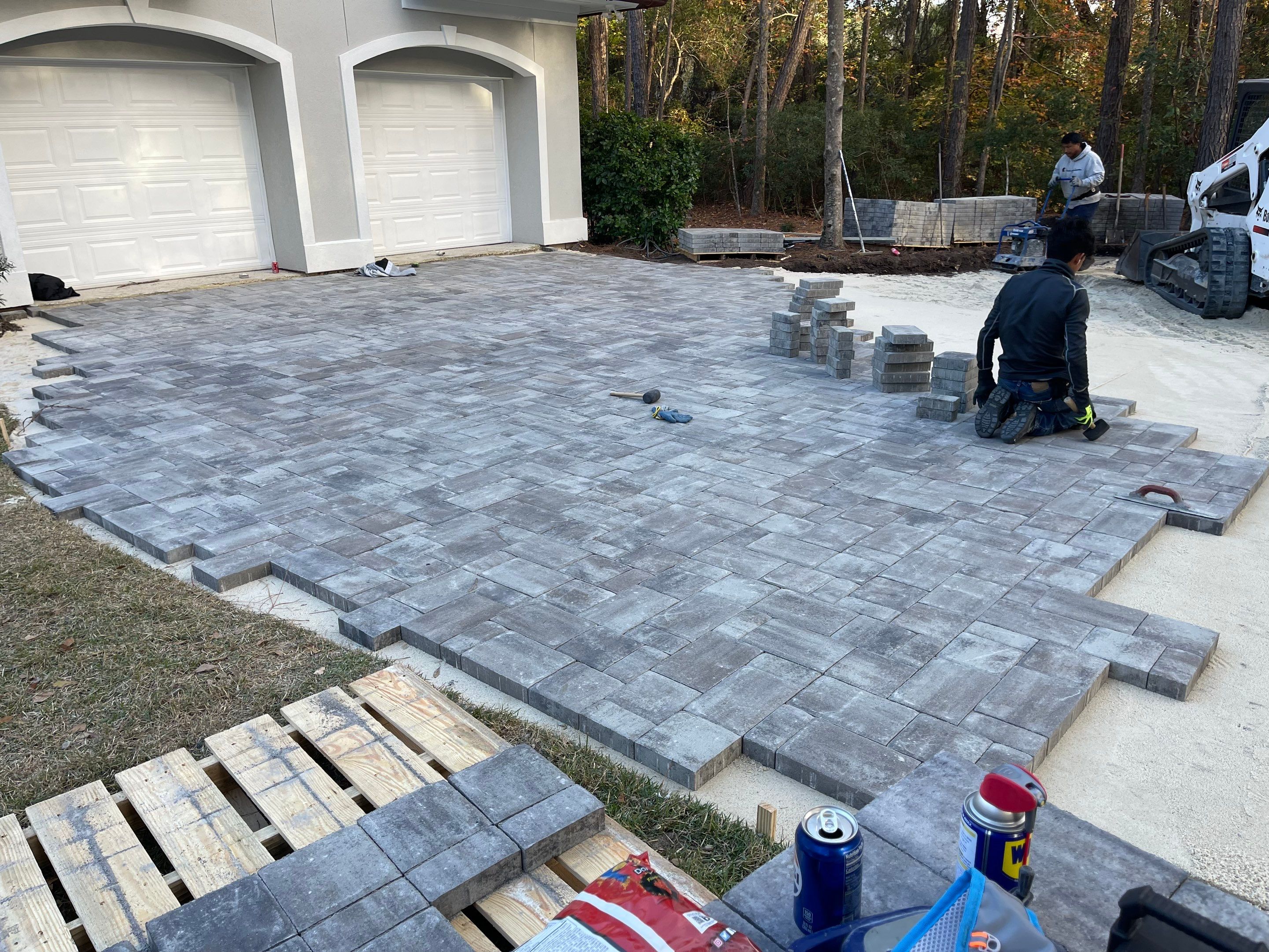 Custom Paver Driveway and Textured Pool Deck Installation in Hilton Head Island by Lowcountry Scapes, LLC