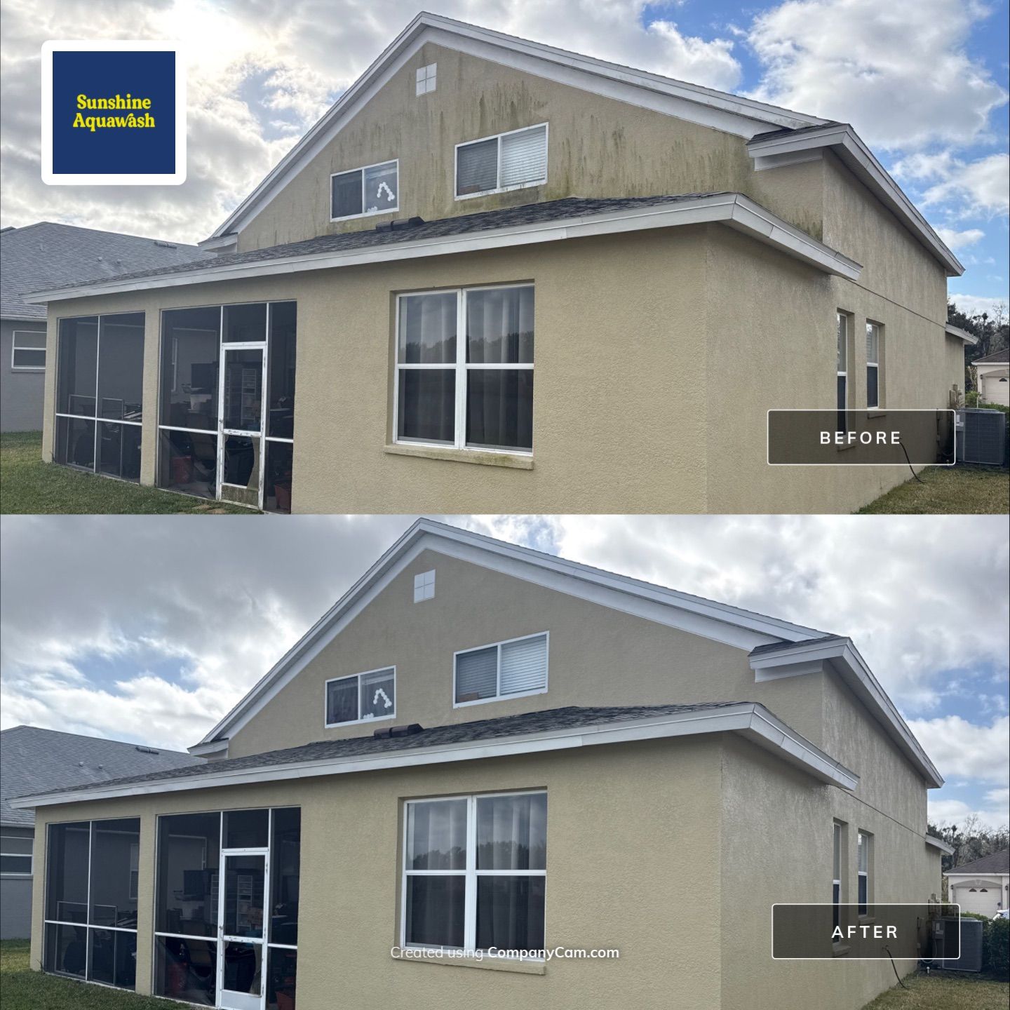 House Wash Removing Heavy Algae Buildup | River Plantation, Parrish FL by Sunshine AquaWash