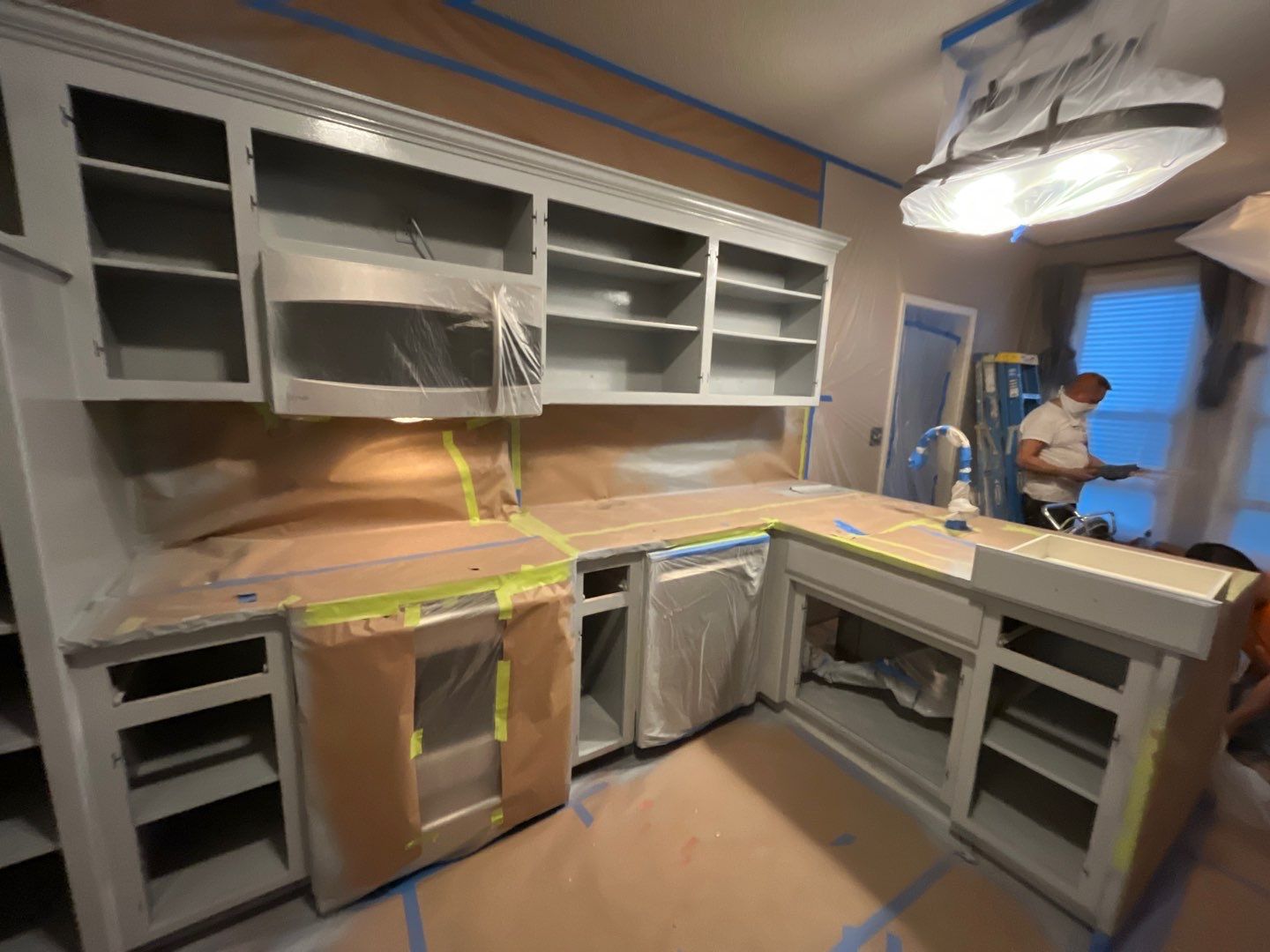 Cabinet Refresh – From Classic White to Modern Gray by Cougar Painting
