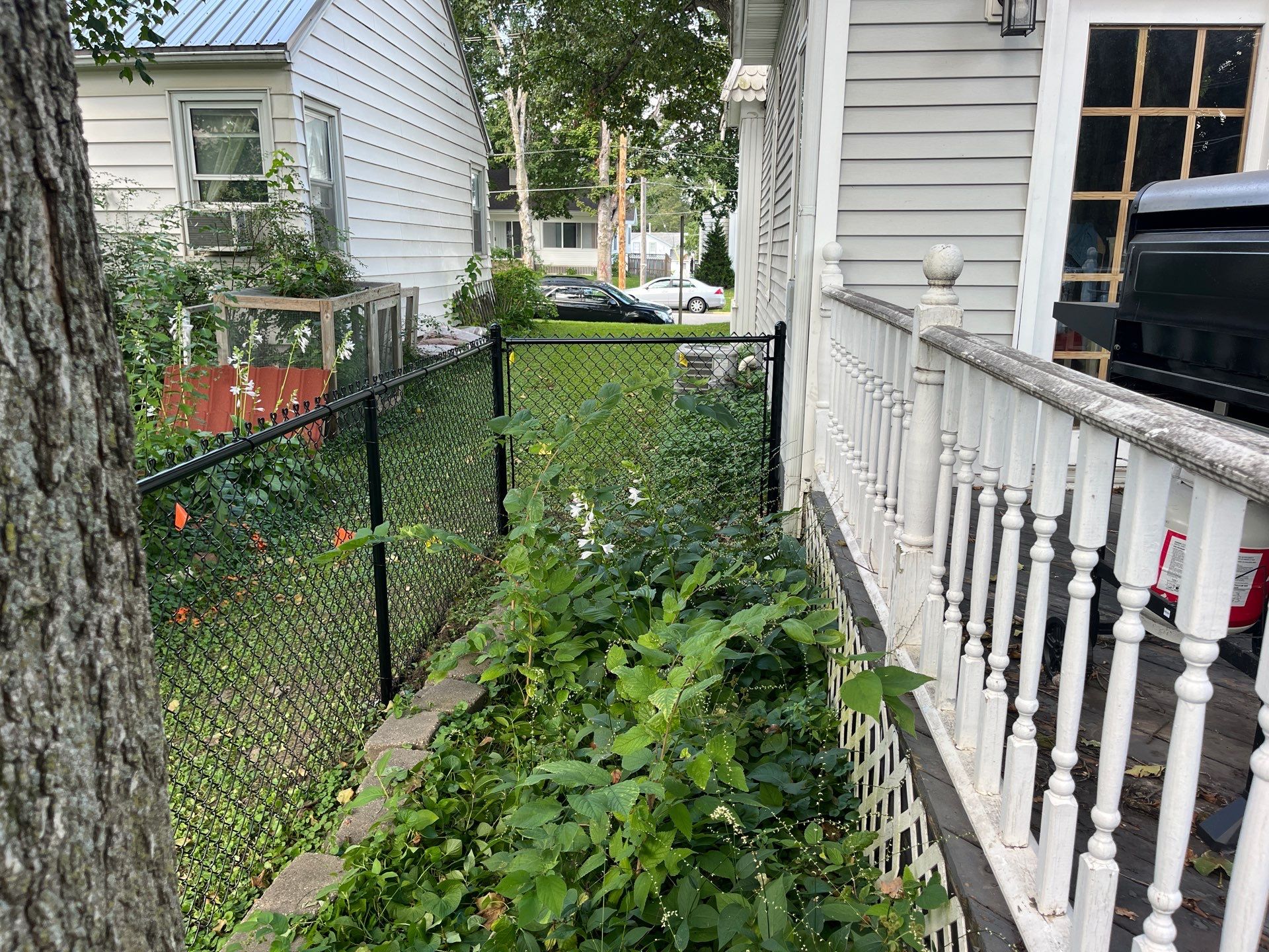 Black Chain Link Perimeter Fence and Gate Installation in Shell Rock by Perfect Picket Fence and Stain