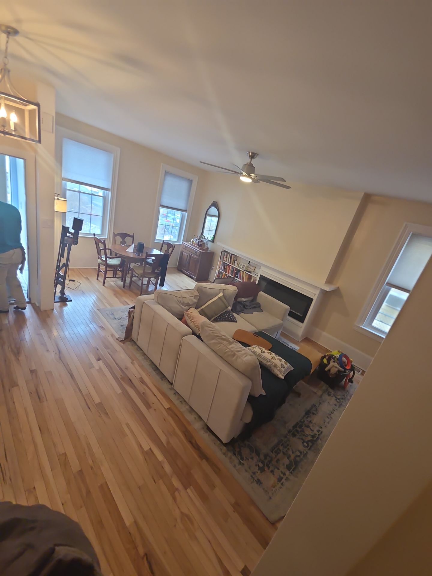 A Warm Neutral Living Room with a Bold Accent Feature by Groovy Hues