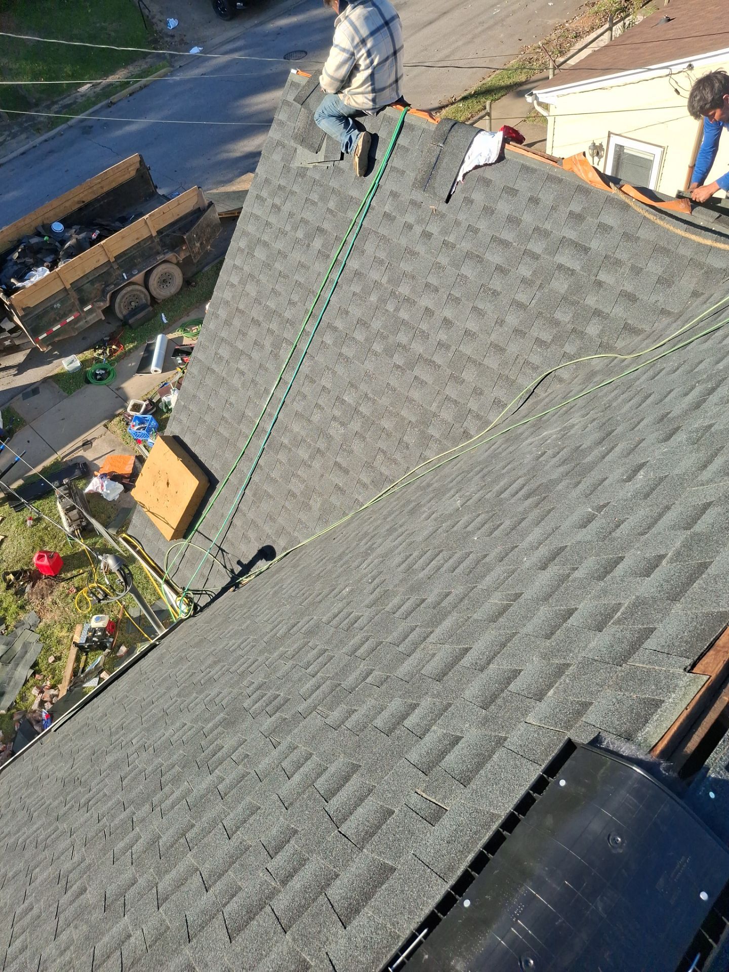 Residential Roofing Installation using GAF Timberline HDZ Charcoal by Rainstoppers Roofing