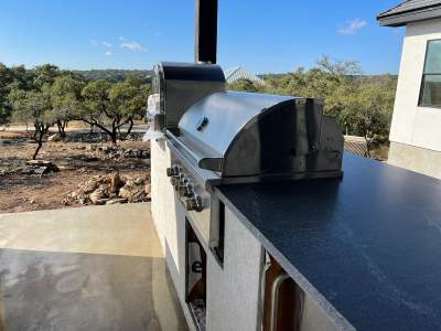 Outdoor kitchen using Black mist honed granite