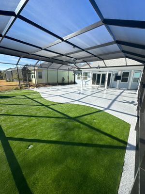 Hardeeville Screened-In Concrete Patio and Integrated Artificial Turf