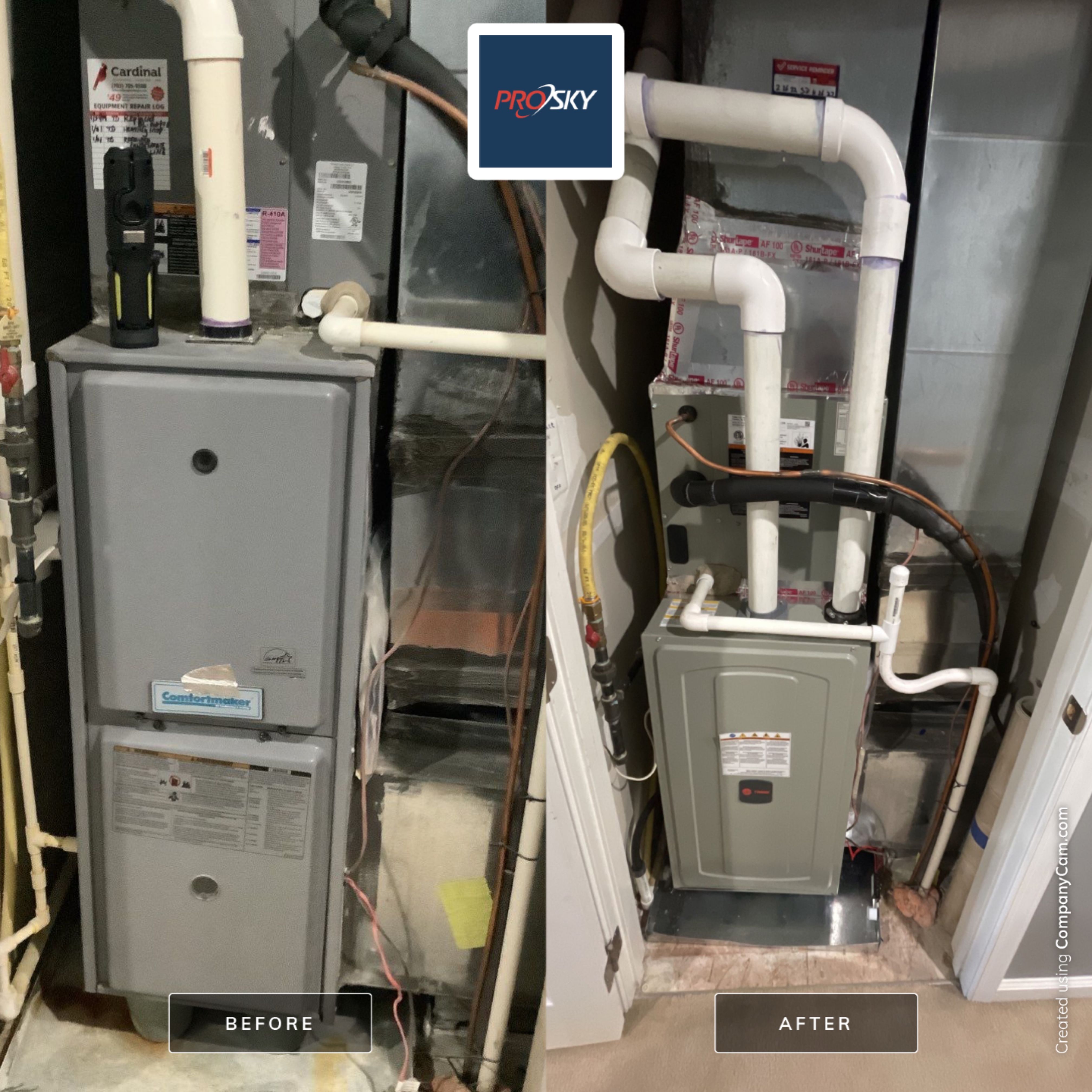 Trane 14 seers AC system & 92% efficiency gas furnace by Pro Sky Services