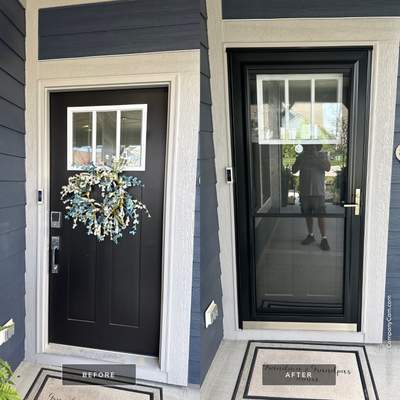 Black Storm Door Installation with Hardware Upgrade in Westfield
