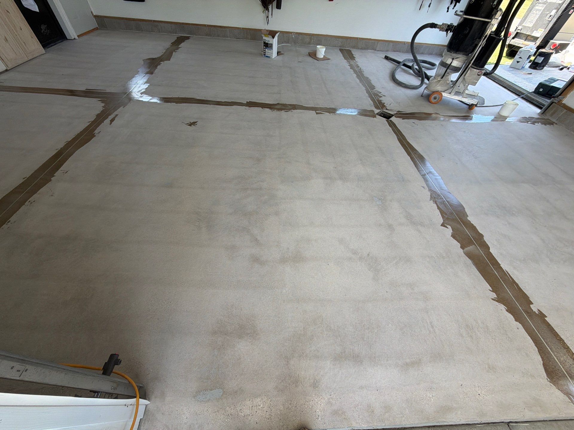 Custom Metallic Epoxy Floor and Polished Countertop Installation in Mears by Gordon Painting