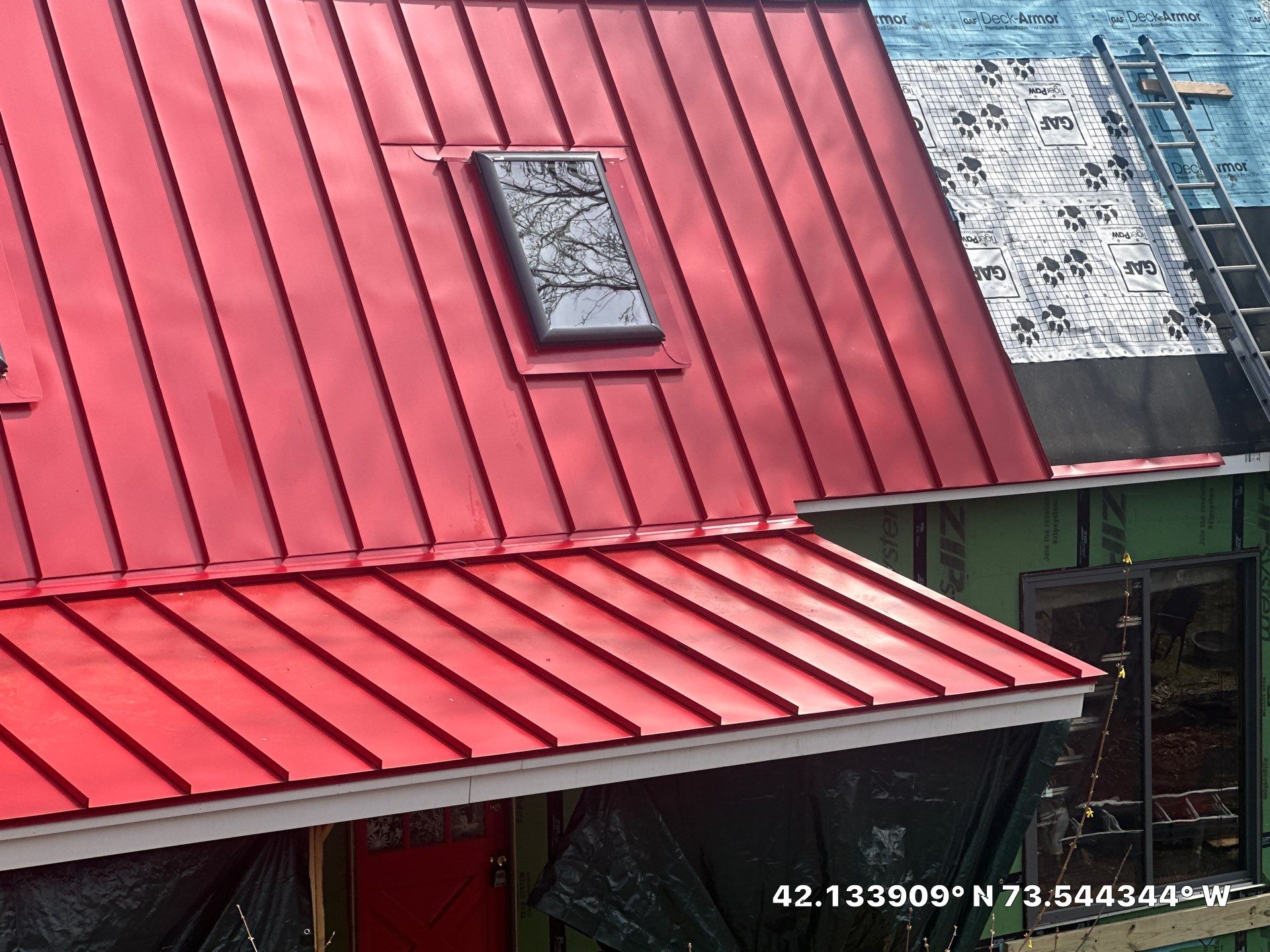 Red Metal roof in Copake by roberts roofing