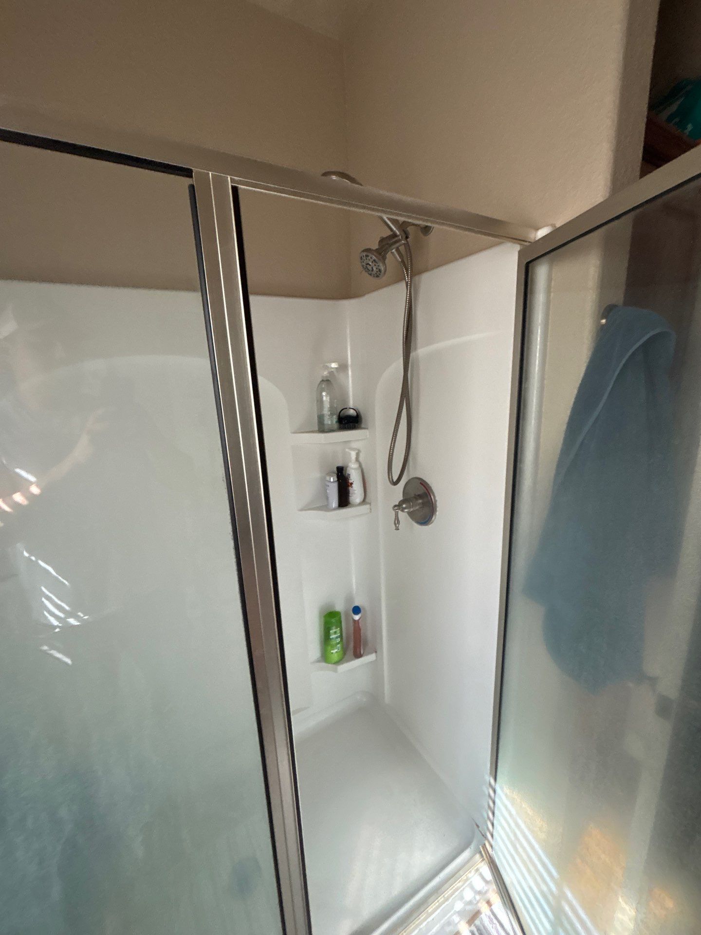New low-threshold walk-in shower in Giddings by Lane Lauritsen - The Hill Country, Texas