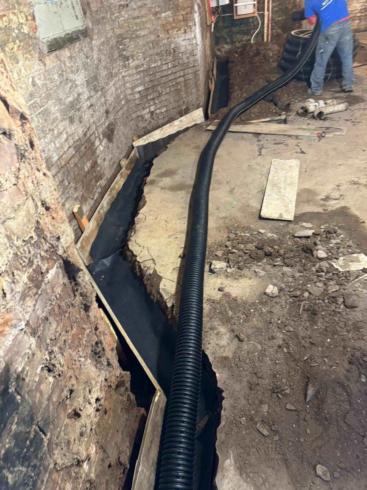 Interior French Drain & Wall Vapor Barrier in Newark, NJ  by Pure Service Pro, LLC 