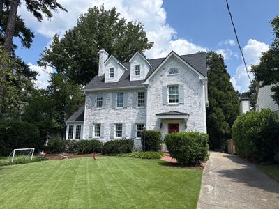 Atlanta, GA Brick Limewash, Rotted Wood Replacement, and Gutter Install