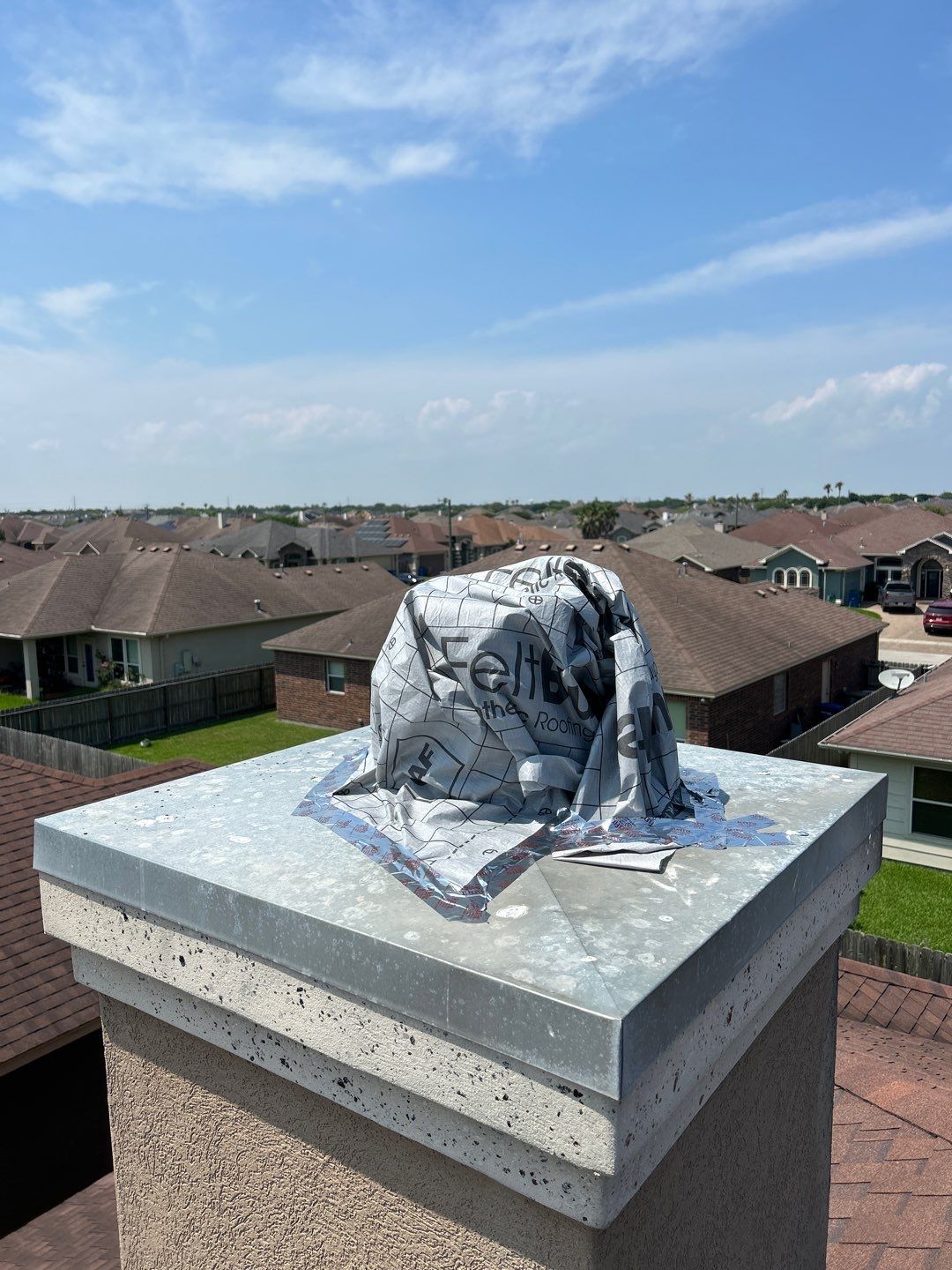 Residential Roofing Repair using Custom Fabricated Metal Spark Arrestor and Roof Tune-Up by Lighthouse Roofing