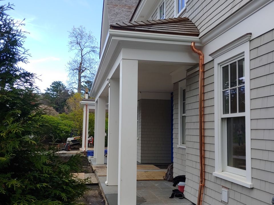 Gutter Installation using 4x5 FiberGlass Gutter in Duxbury by Gutter Pro Enterprises