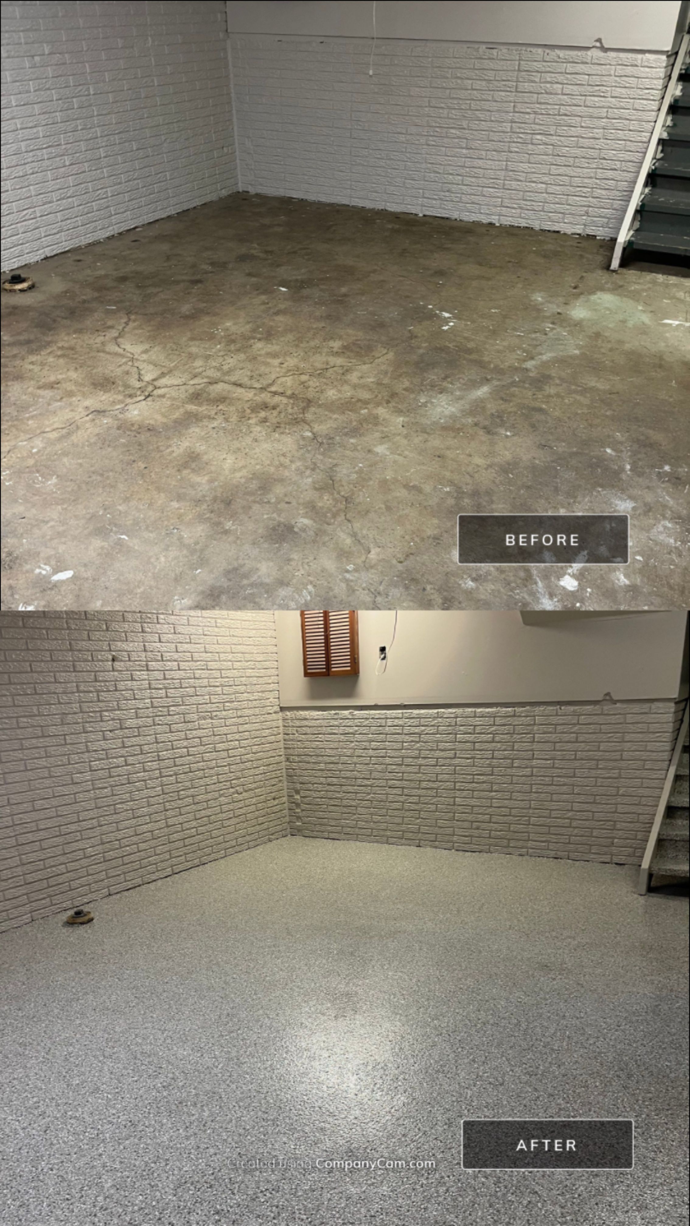 Basement Concrete Coating using Mount Everest Flakes by Revival Concrete Coatings