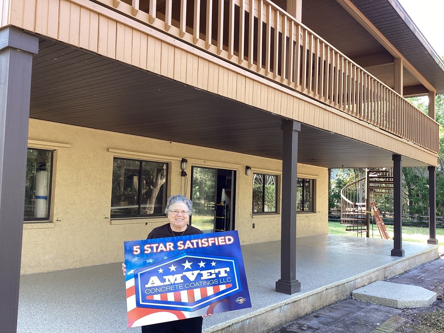 Patio using Pebble Beach by Amvet concrete coatings llc