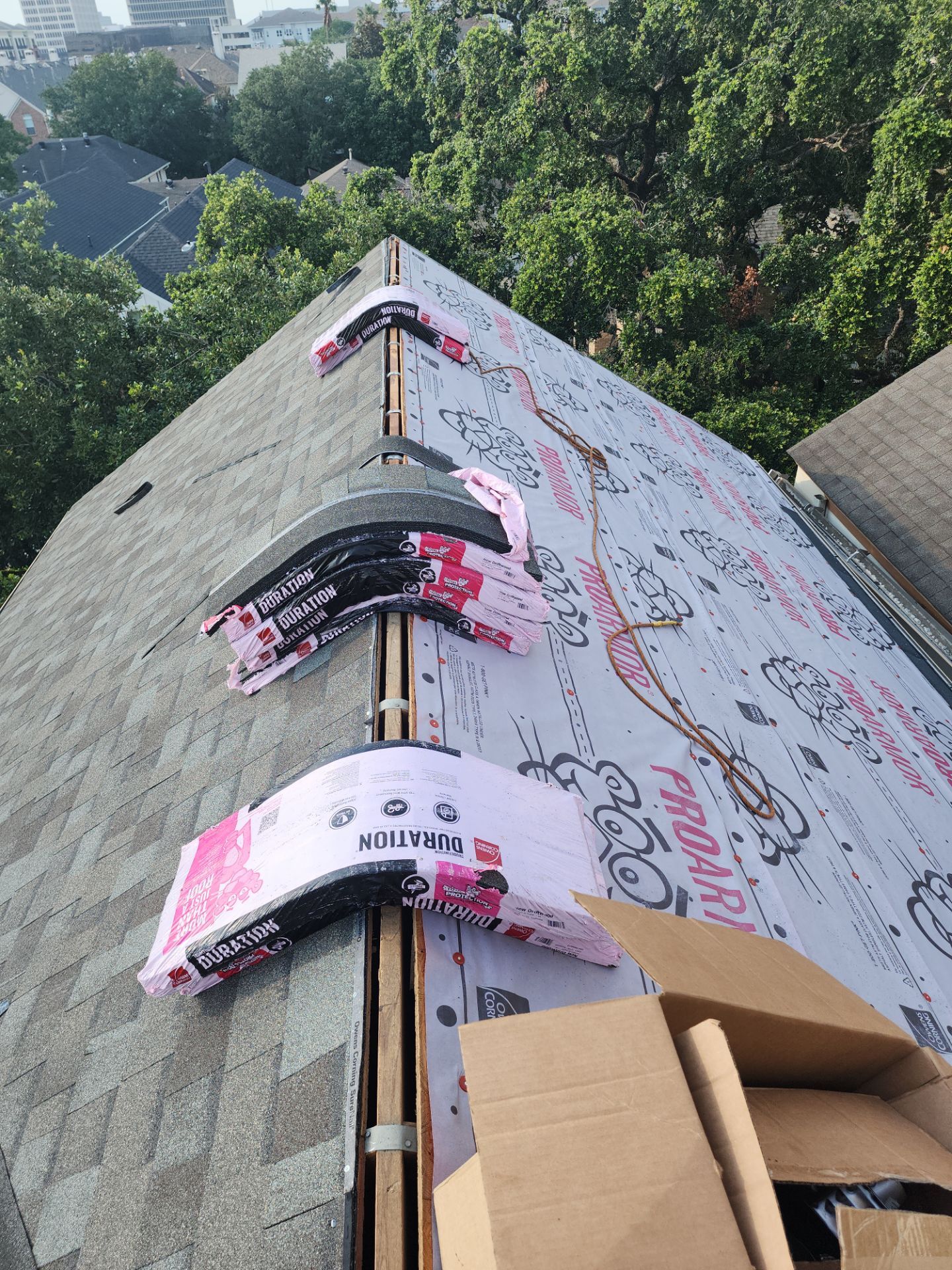 Residential Roofing Installation using Owen's Corning Duration (Lifetime) Shingles by Roof Repair Company