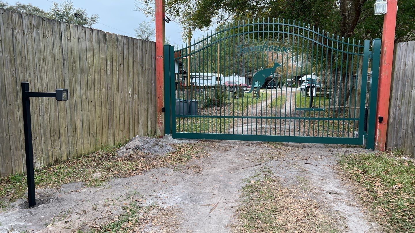 Farmhouse Estate Gate With Liftmaster Gate Operator by Asap fence and gates, LLC