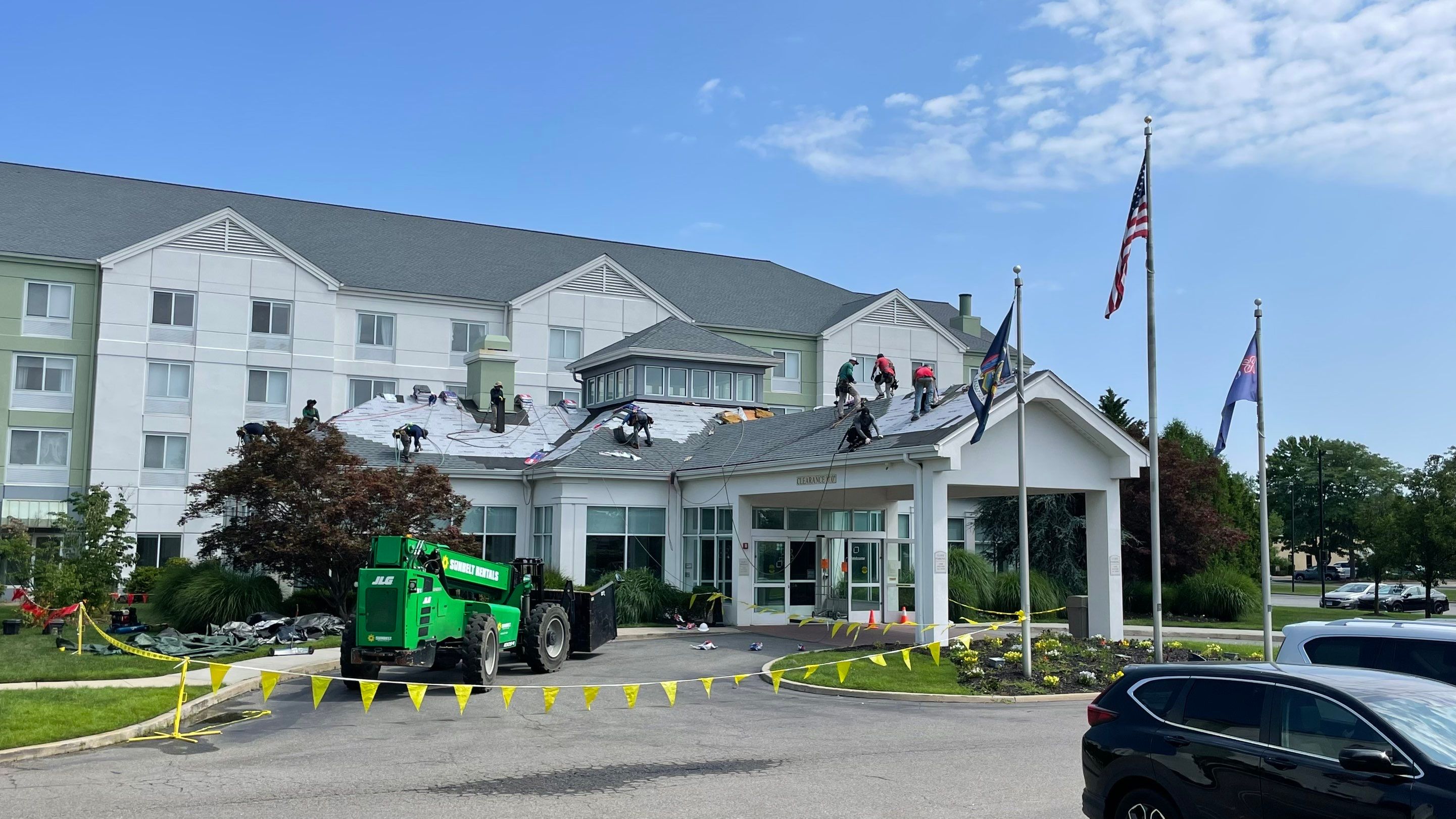 Commercial Roofing Installation using GAF Timberline / New Gutters and Downspouts by All Site Roofing