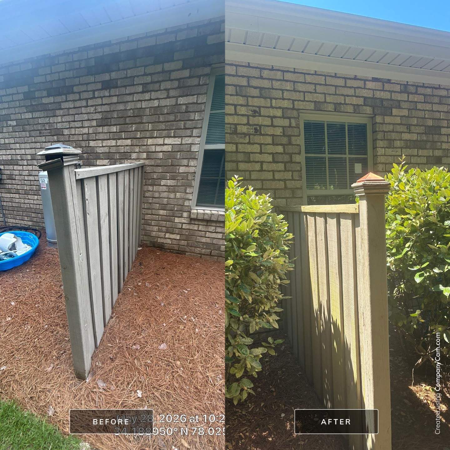 Backyard Wooden Fence Divider and Post Cap Repairs in Leland, NC by RGR Construction and Roofing, LLC
