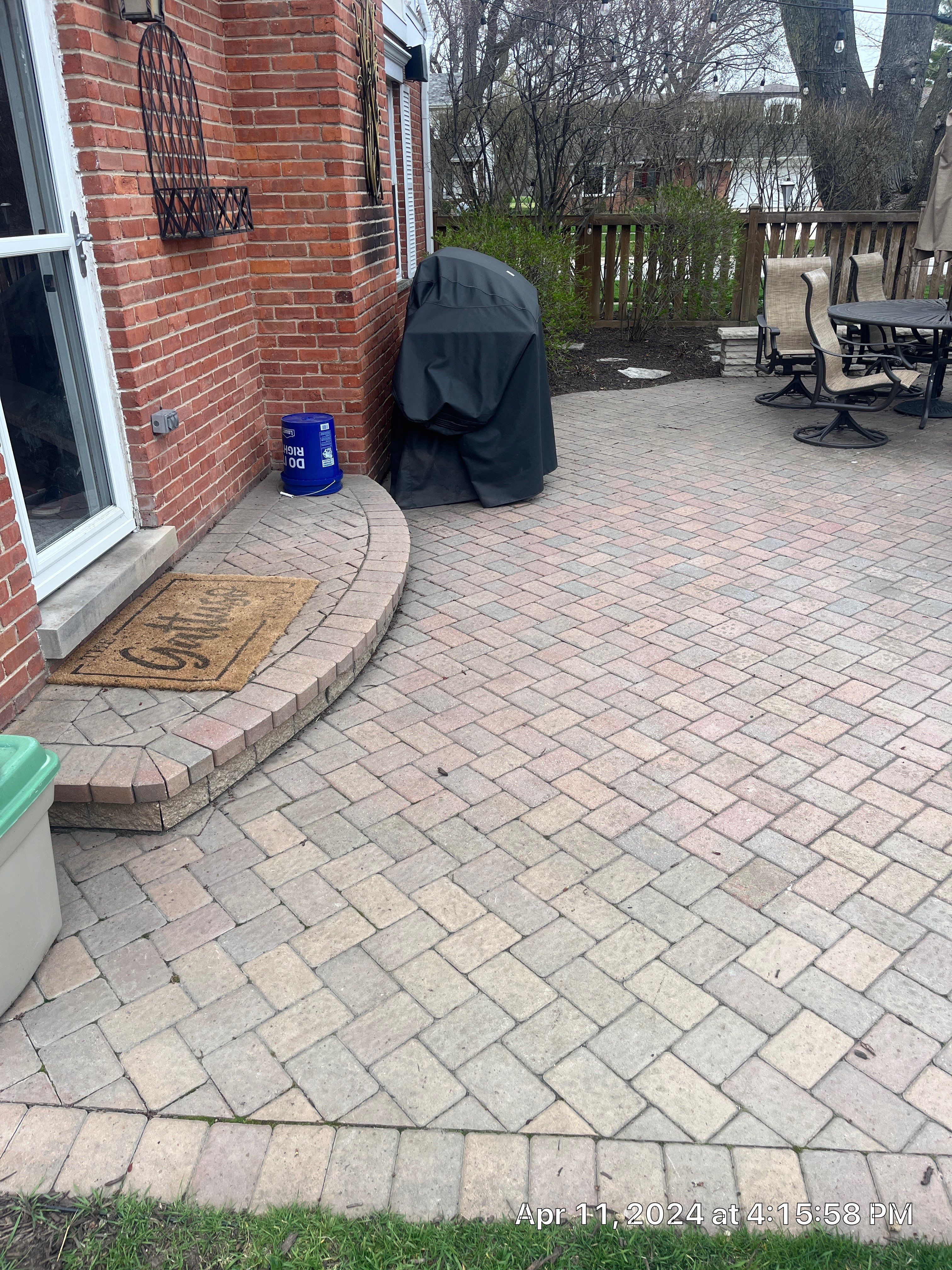 Brick paver clean, sand and seal.  using Surestrip sealant stripper by Northern Power Washing LLC.