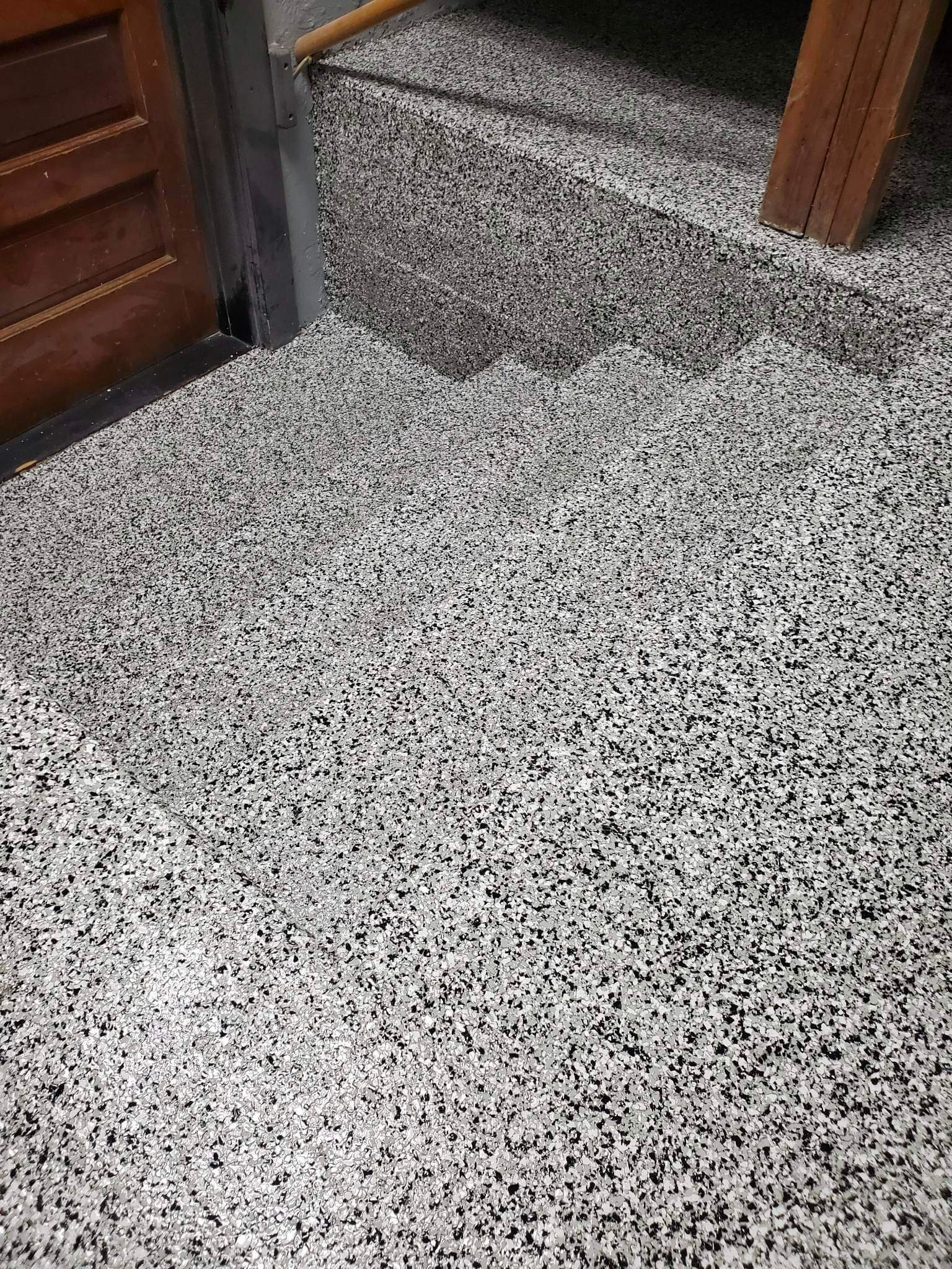 Garage Floor with Stairs using Domino by Your1DayFloor.com