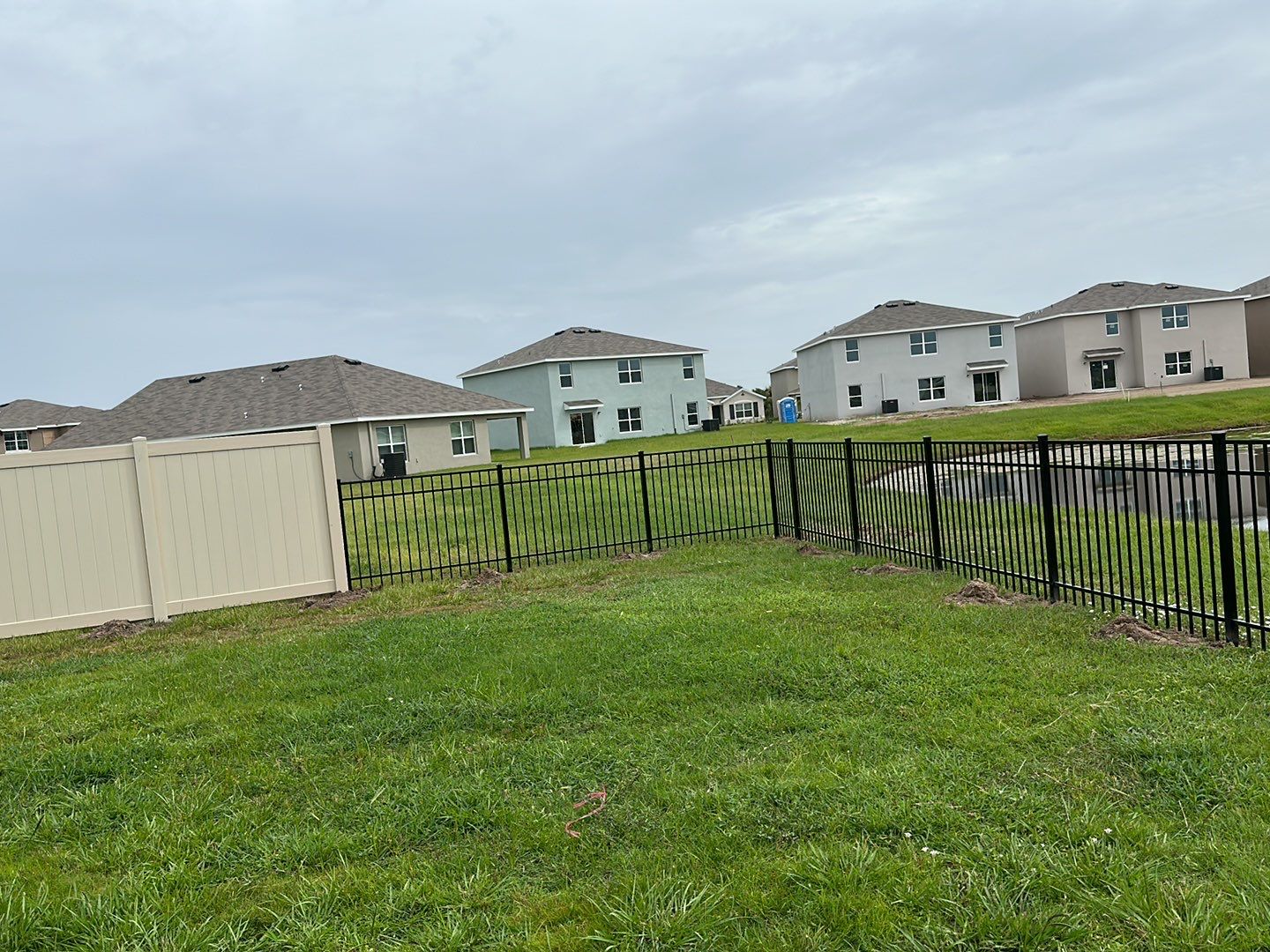 Vinyl Fence Installation using Vinyl and Black 3 Rail Aluminum Fence by Asap fence and gates, LLC